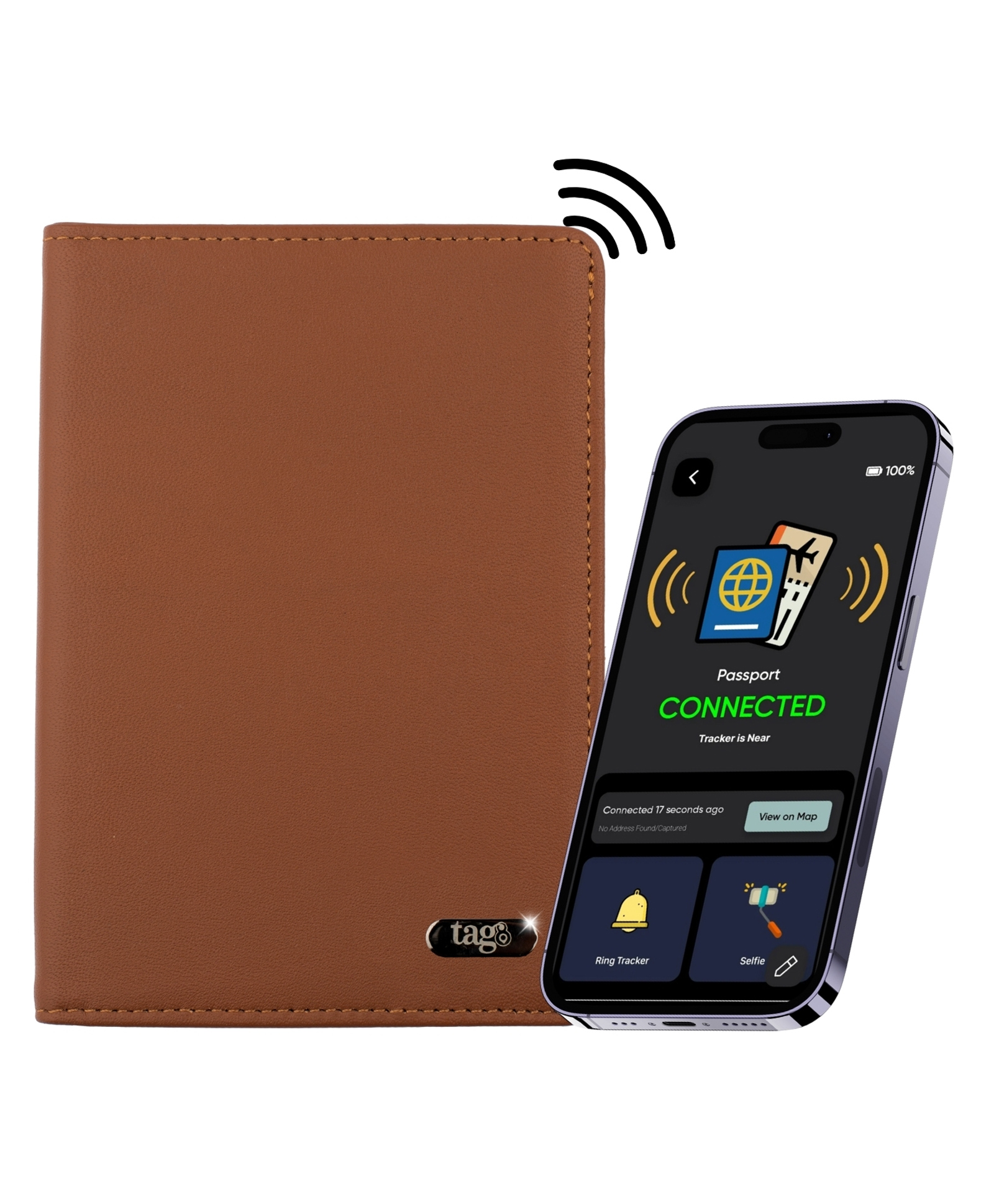 tag8 Dolphin Smart Passport Holder, Android & iOS Compatible, Genuine Leather Passport Cover with BLE Tracker & RFID Blocking-image-40