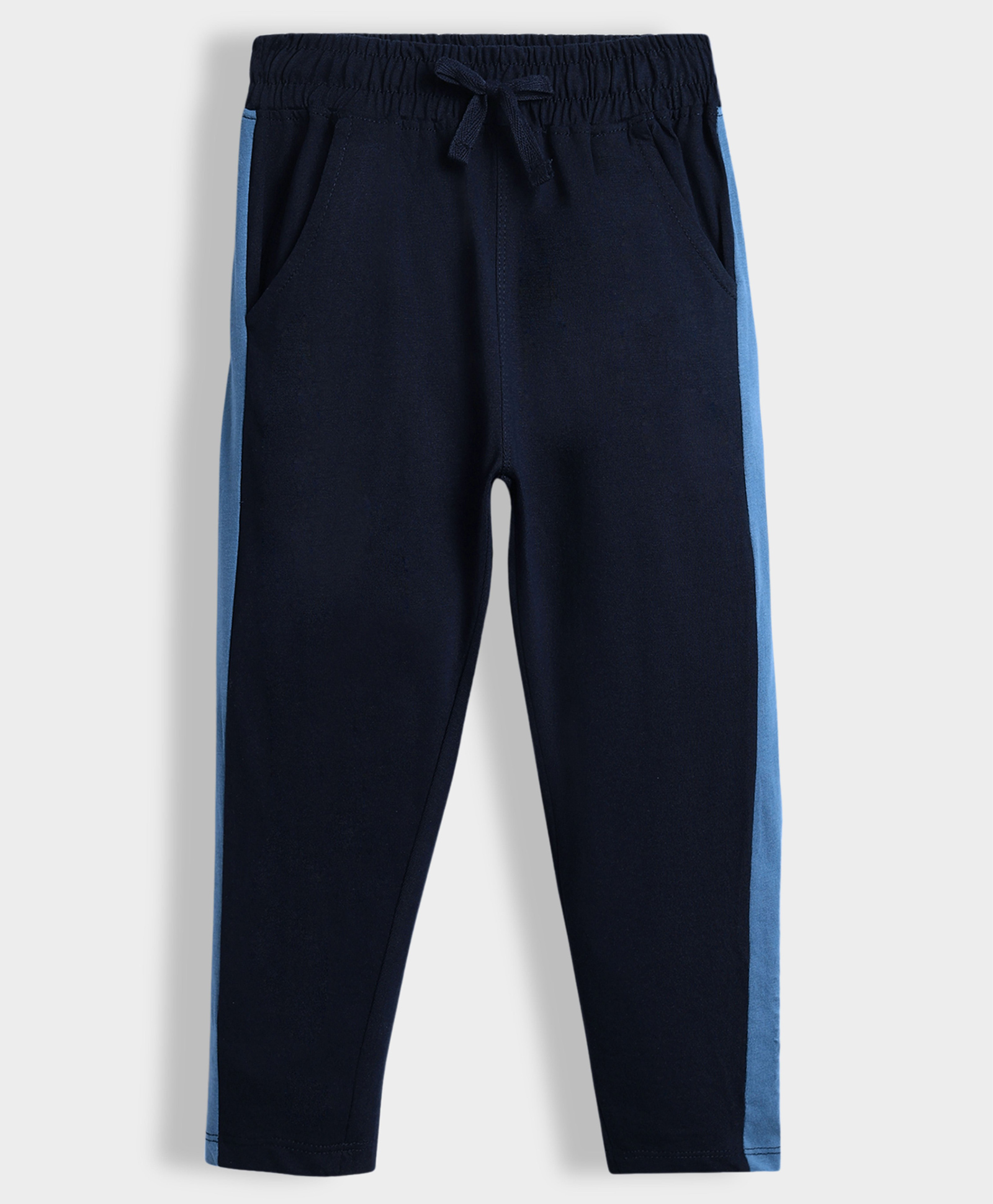 Orange Sugar 100% Cotton Knit Side Taped Joggers - Blue-image-40