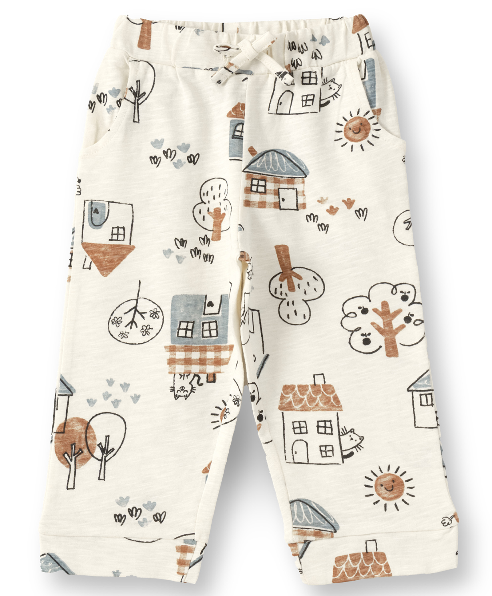 JusCubs Cotton Knit House & Trees Printed Pajamas - Off White-image-35