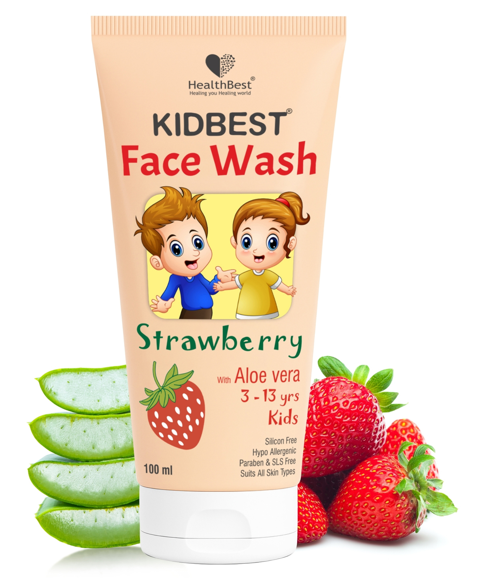 HealthBest Kids Strawberry Face Wash with Organic Strawberry Tear-Free, Paraben-Free, SLS-Free - 100ml-picture-23