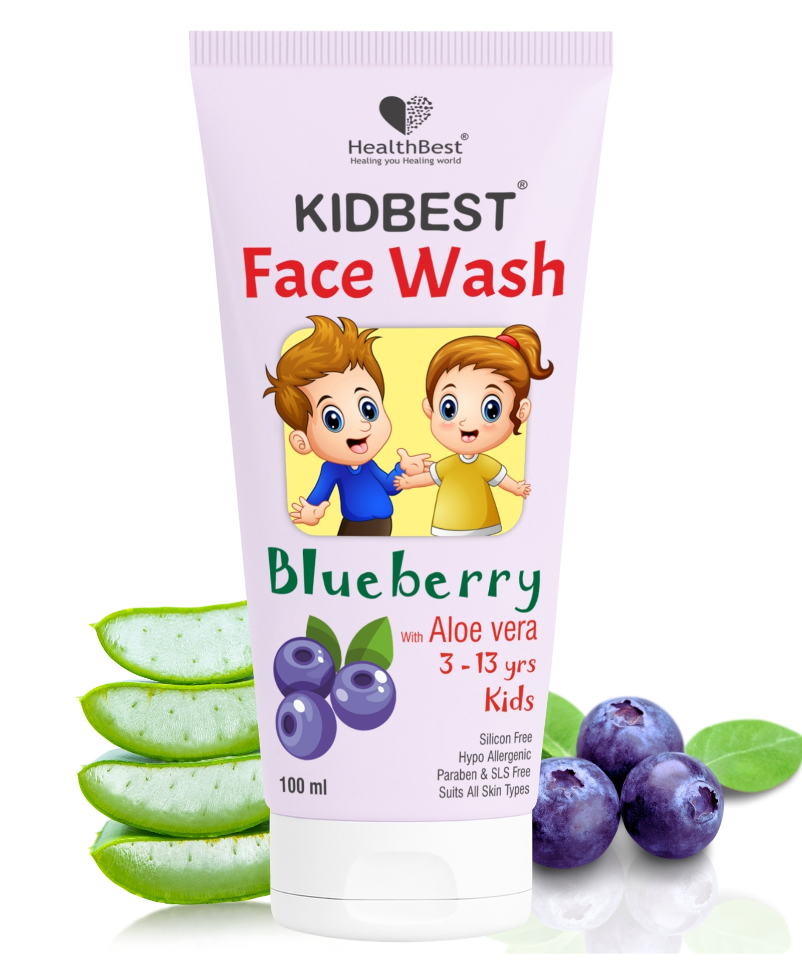 HealthBest Kids Blueberry Face Wash with Organic Blueberry Tear-Free, Paraben-Free, SLS-Free - 100ml-picture-18