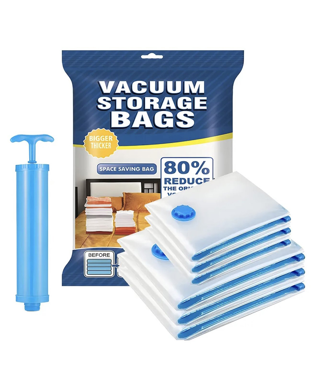 ARCADE TOYS Space Saver Pack of 6 Variety Reusable Vacuum Storage Ziplock Compression Sealer Bags for Travel clothes and home Blankets, Quilts with hand Pump - Pack of 1 - Color May Vary-image-5