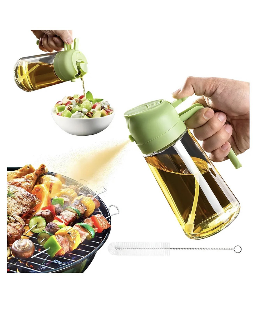 ARCADE TOYS 2 in 1 Olive Oil Dispenser Bottle for Kitchen, Premium Glass Oil Bottle, Food-grade Oil Mister for Air Fryer, Salad, Frying-PACK OF 1-COLOR MAY VARY - 500 ml-image-41