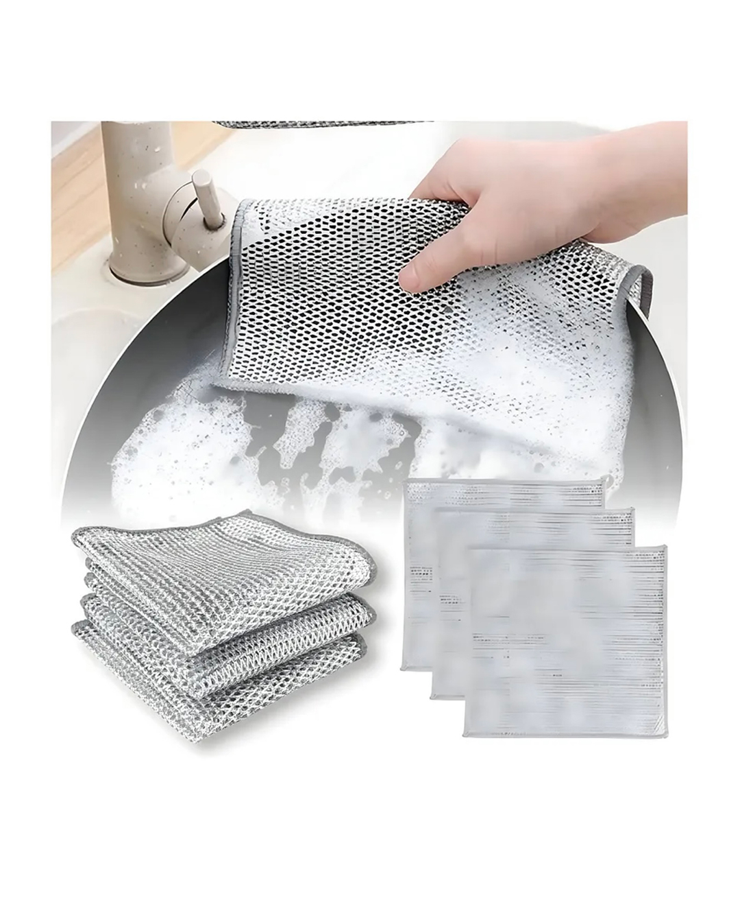 ARCADE TOYS 10PCS Non Scratch Dish wash Cloths for Kitchen Double Layer Scrubber Dish Cloth for Utensils | Reusable Mesh Wire Cloth for Kitchen | Metal Wire Cleaning Cloth - Pack of 1 - Color May Vary-picture-49
