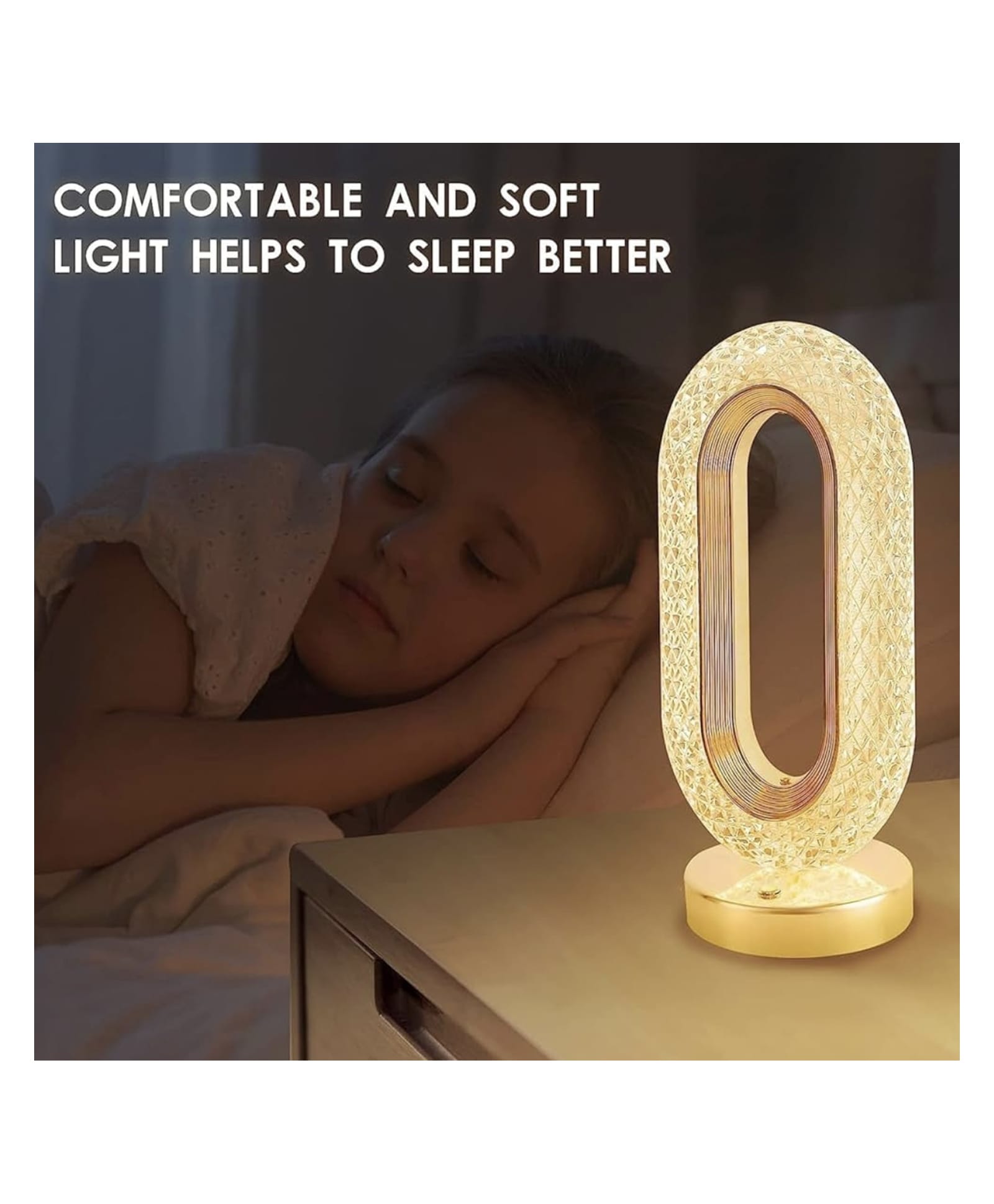 ARCADE TOYS Oval Shape Decorative Night Lamp | Led Night Light | Bedside Desk| Home Decoration | Dimmable Light Changing | Antique Oval Shape Table Lamp | Crystal Lamp - MULTICOLOUR-picture-6