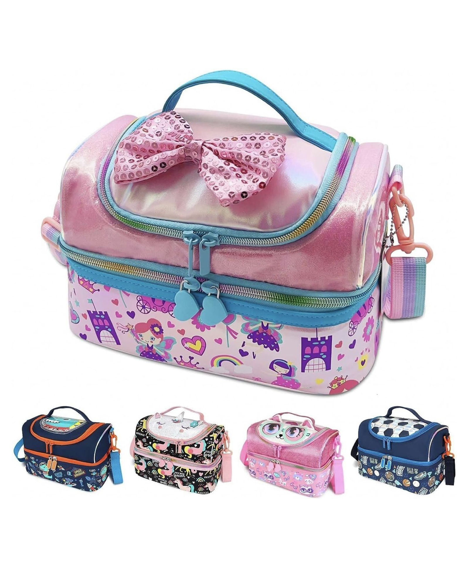 ARCADE TOYS Double Decker Cooler Insulated Lunch Bag for Boys&Girls&Men&Women with Adjustable Strap Lunch Bag for School Multicolour-picture-52
