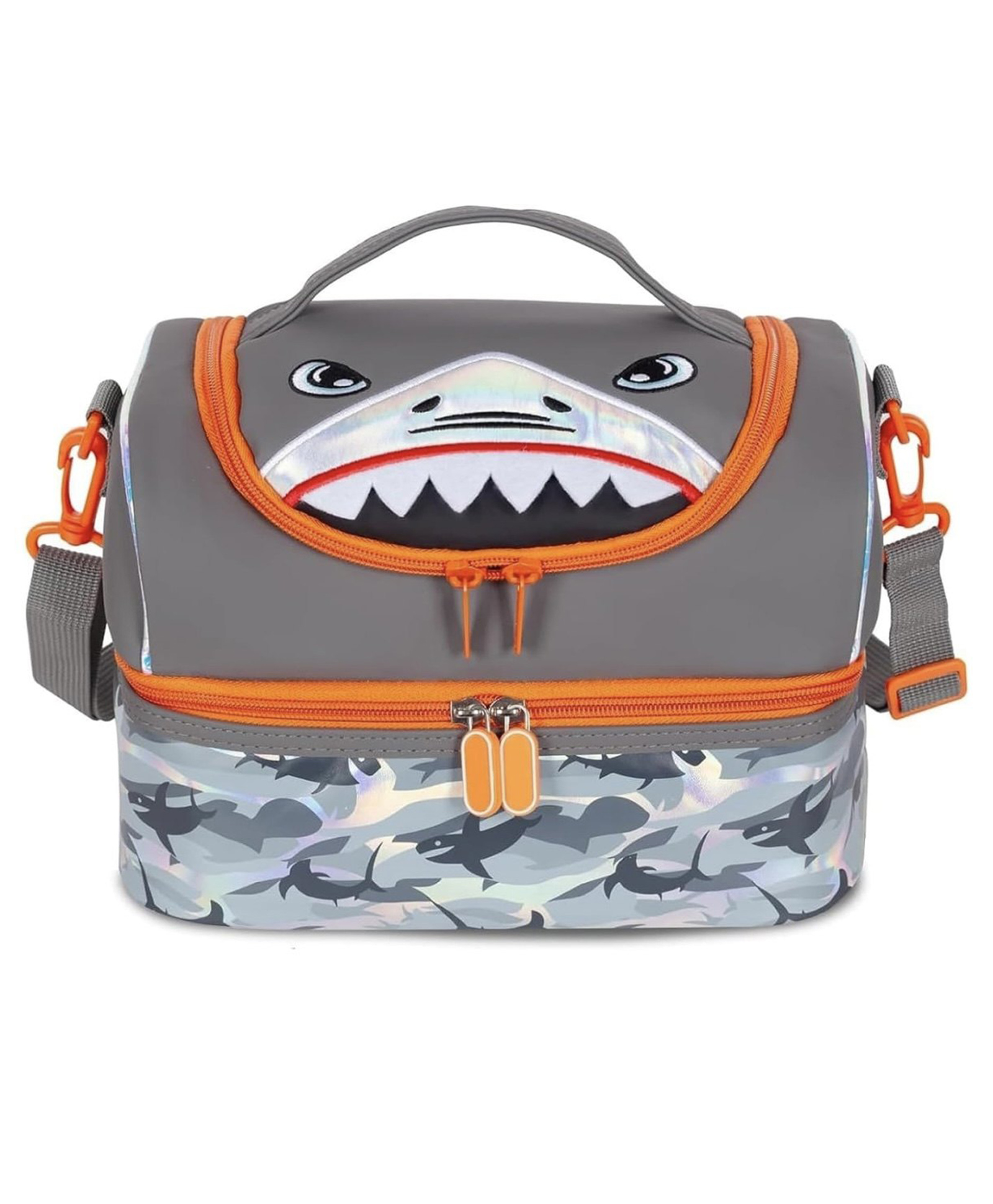 ARCADE TOYS Shark Theme Double Decker Cooler Insulated Lunch Bag for Boys&Girls&Men&Women with Adjustable Strap Lunch Bag for School CAPACITY (9L) - PACK OF1- GREY-picture-54