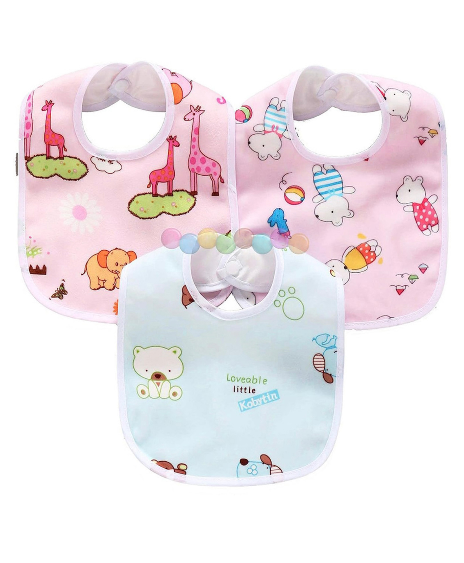ARCADE TOYS Feeding Bibs With Snap Button ClosurePack of 3 - Multicolour-picture-22