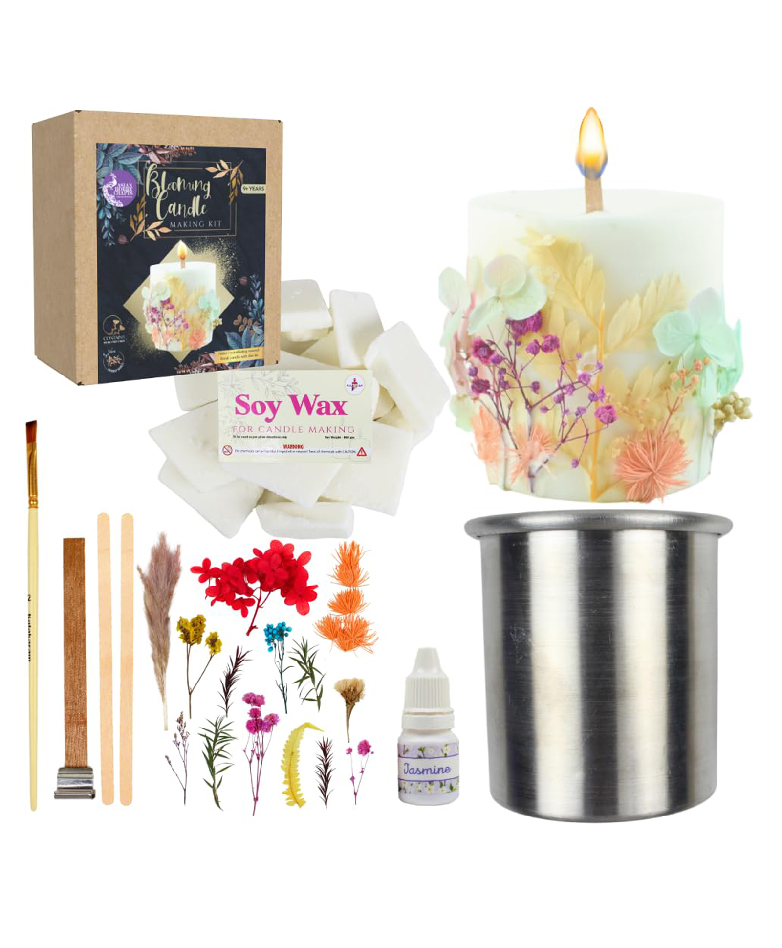 Asian Hobby Crafts Blooming Candle Making Kit for Adults & Beginners | Complete DIY Set to Craft Aromatic, Scented Floral Pillar Candles | Fun Project, Relaxation & Unique Home Decor Gift-image-7