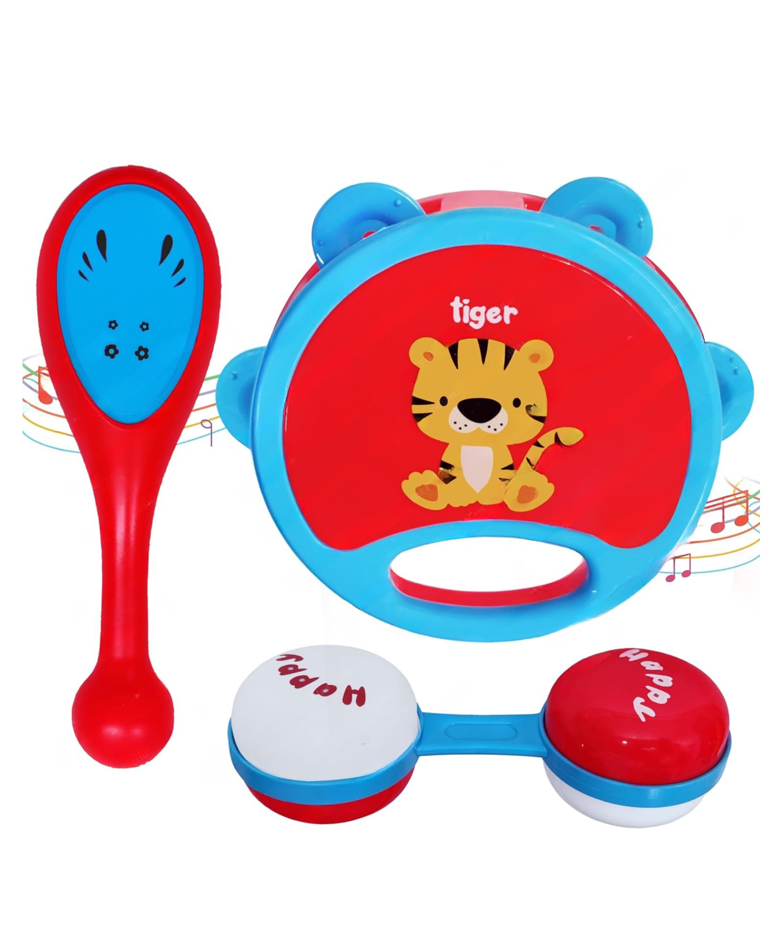 Lumo Brilliant Toys Rattles for Babies, Non-Toxic Essentials Baby Rattle Set, 1 Dumbbell Rattle with 2 Sound Rattle Toy for New Born Baby, Infants Toys, Early Development Toys for Babies - Pack of 3-image-48
