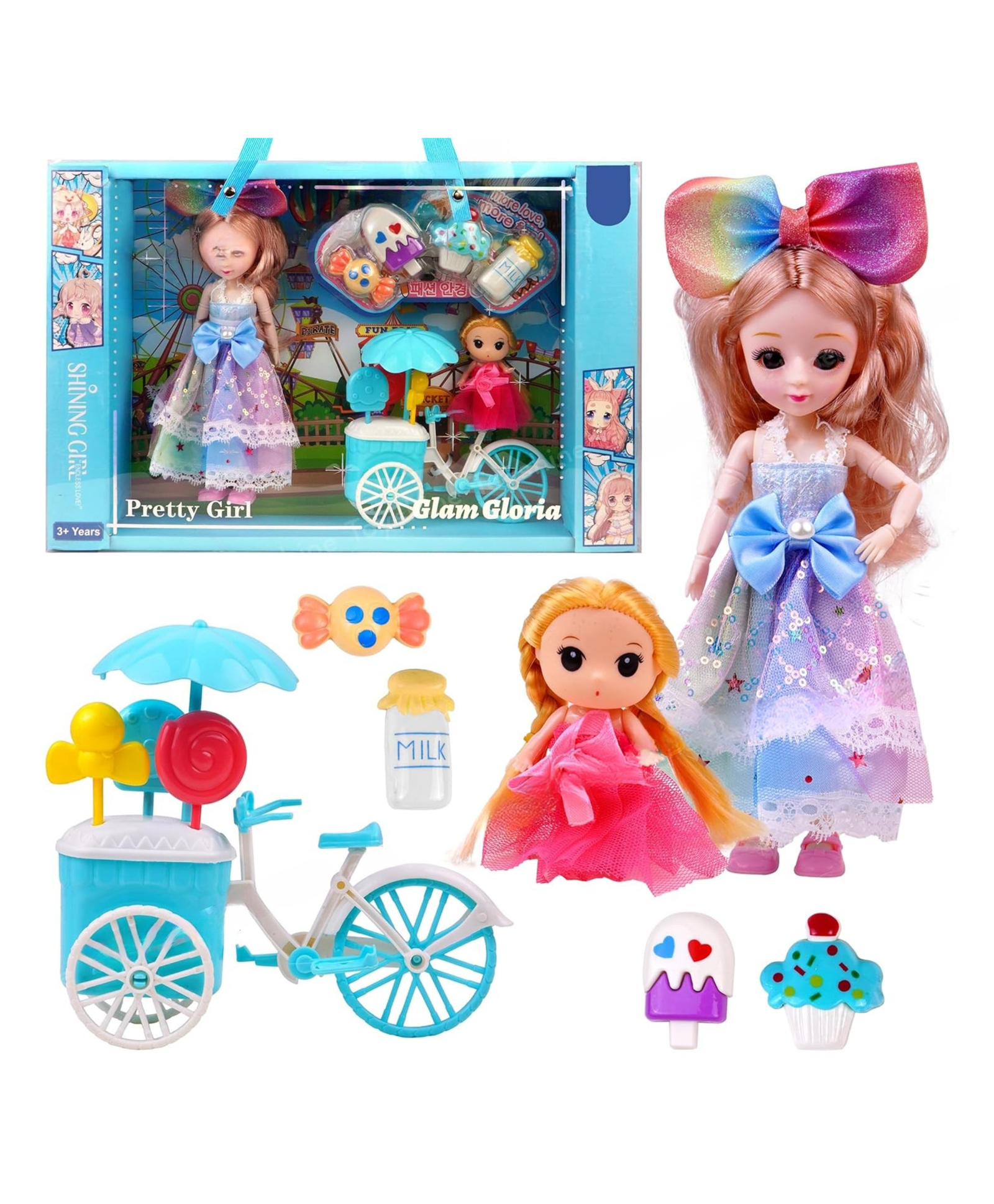 Lumo Brilliant Toys Missy & Sissy Doll Toy Set For Girls, Princess Doll With Accessories for Girls Fun Entertainment Roll Play Doll Toys - Multicolor - Height 33 cm-image-7