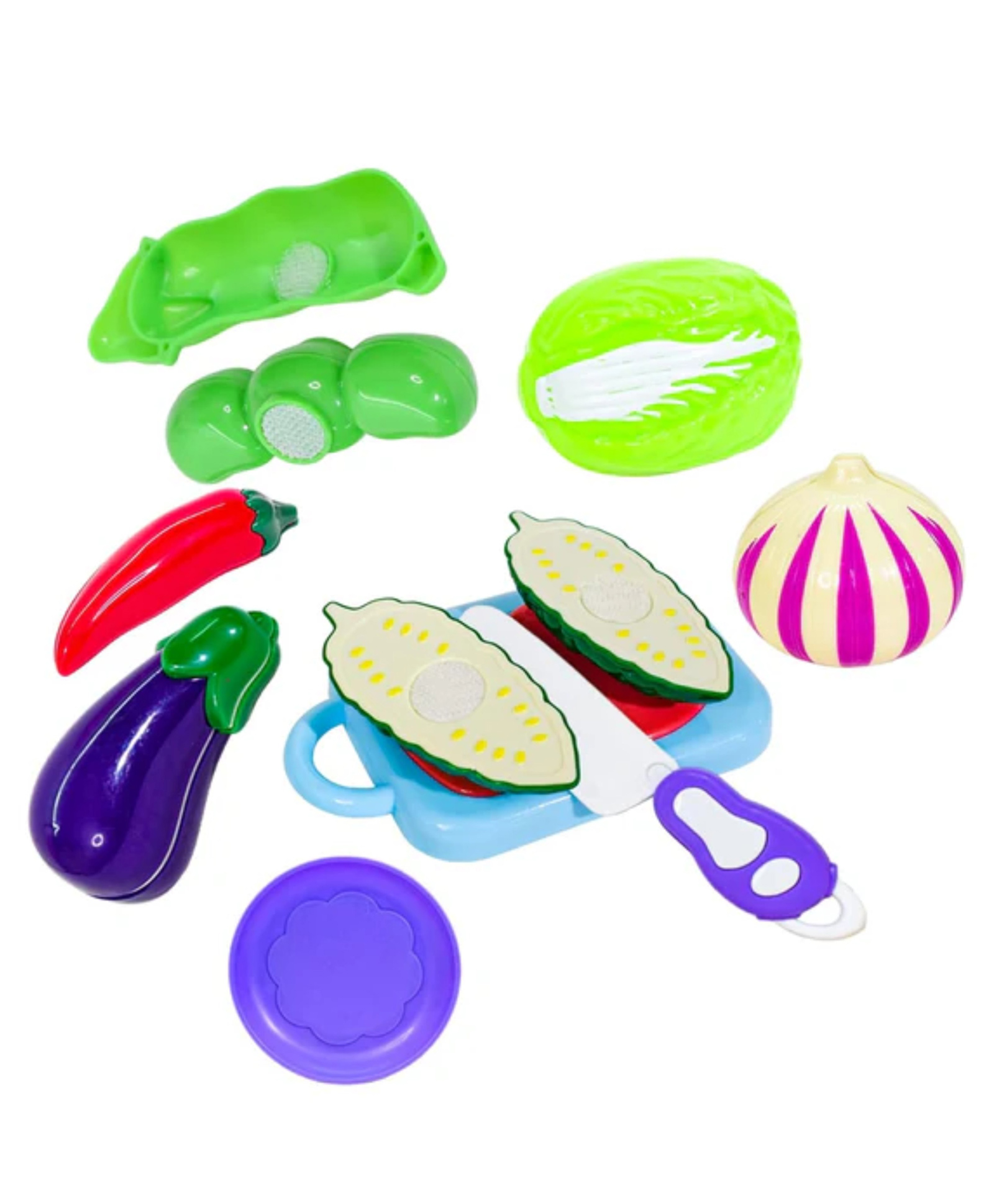 Lumo Brilliant Toys Chop Chop Veggie Delight Toy Set For Kids, Fun Educational Pretend Play Kitchen Food Toys for Kids 11 Pieces - Multicolor-picture-13