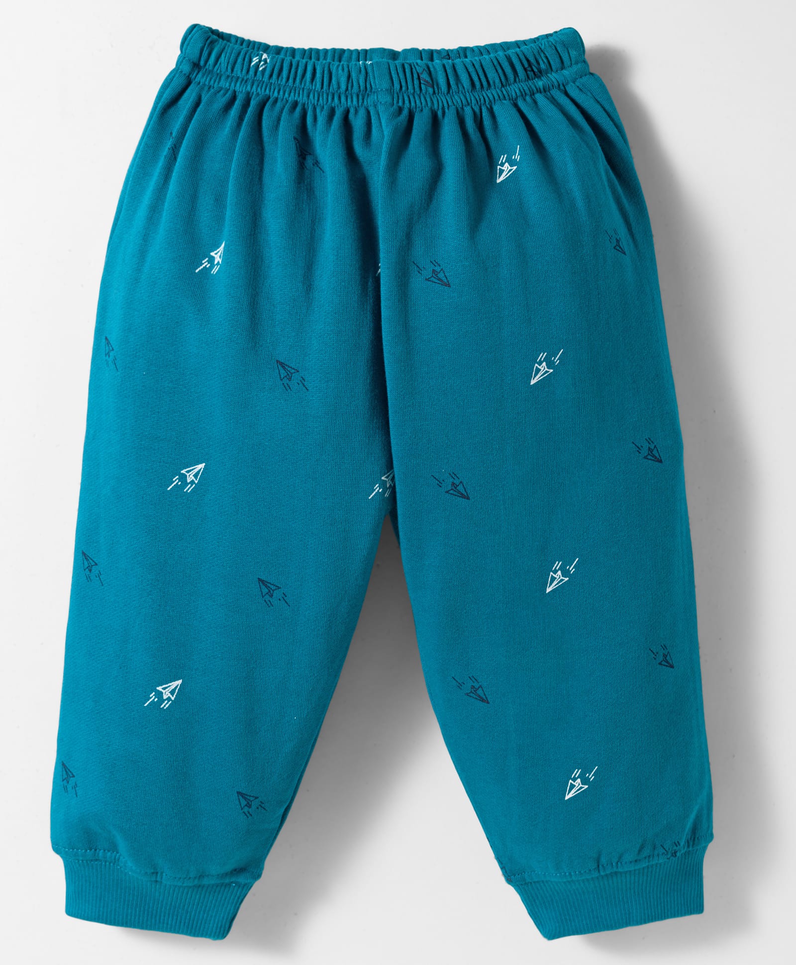 Tango Fleece Knit Full Length Fleece Pant With Aeroplane Print - Teal Blue