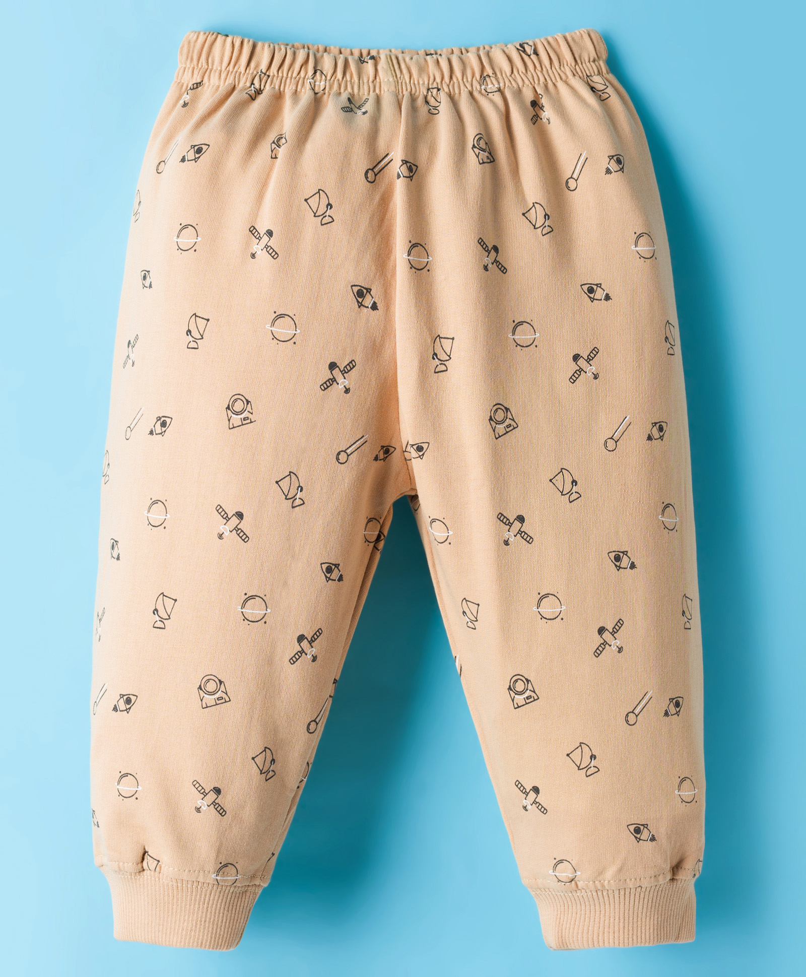 Tango Looper Knit Full Length Lounge Pant With Space Theme Print - Light Brown-picture-3