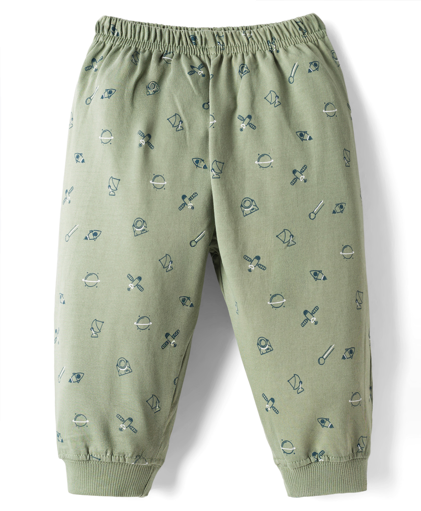 Tango Looper Knit Full Length Lounge Pant With Space Theme Print - Olive Green-image-42