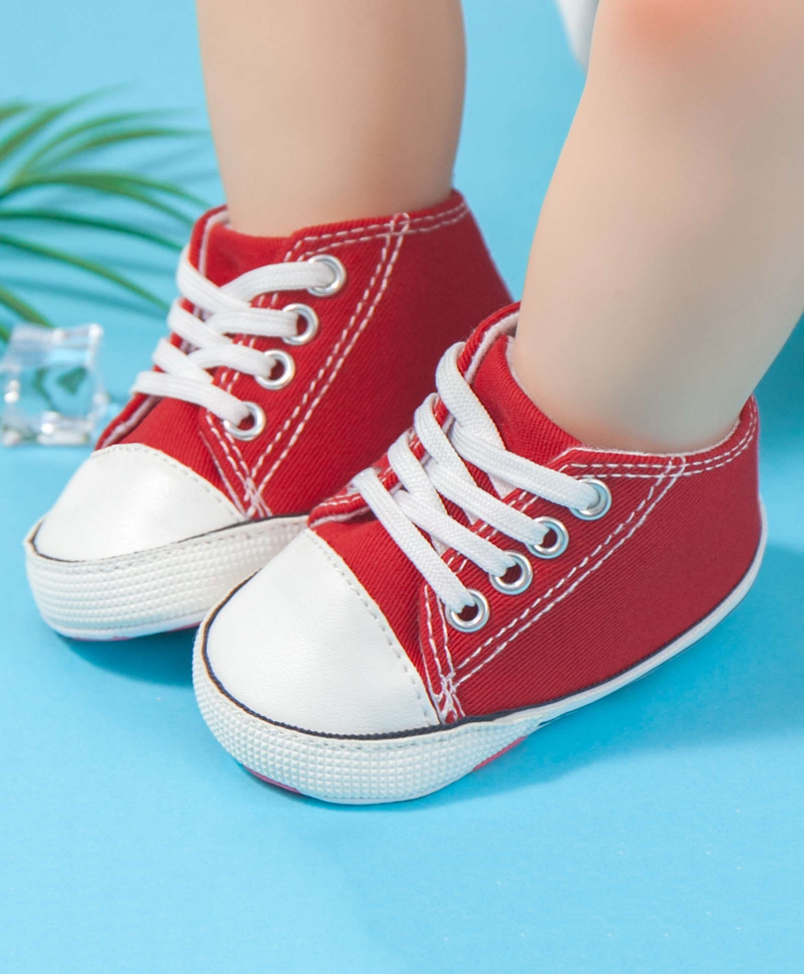 Neska Moda Solid Lace-Up Closure Booties - Red & White-picture-40