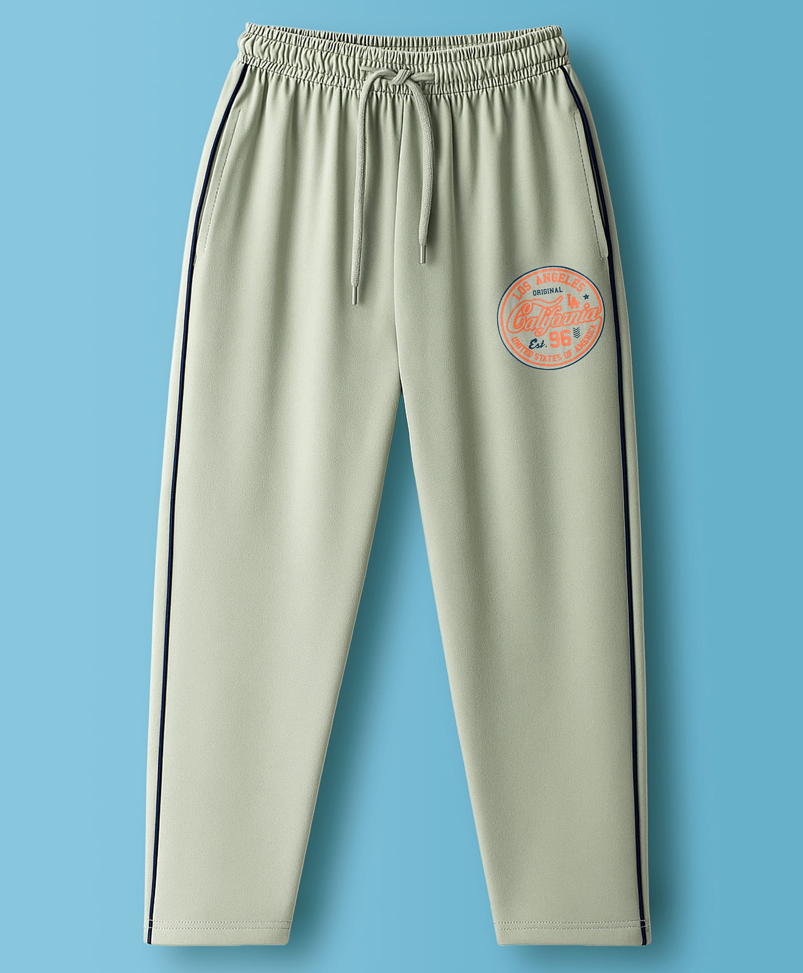 Taeko Single Jersey Knit Full Length Track Pant with Text Graphic - Light Green-picture-32