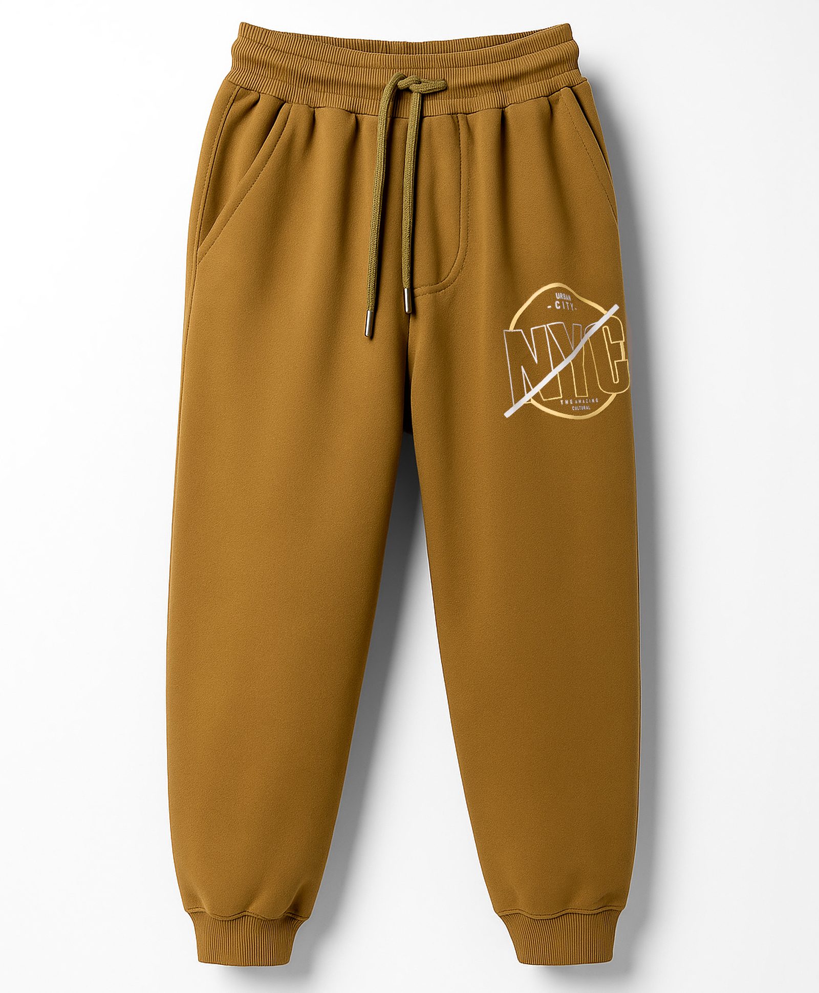 Taeko Looper Knit Full Length Lounge Pant With NYC Print - Brown-picture-20