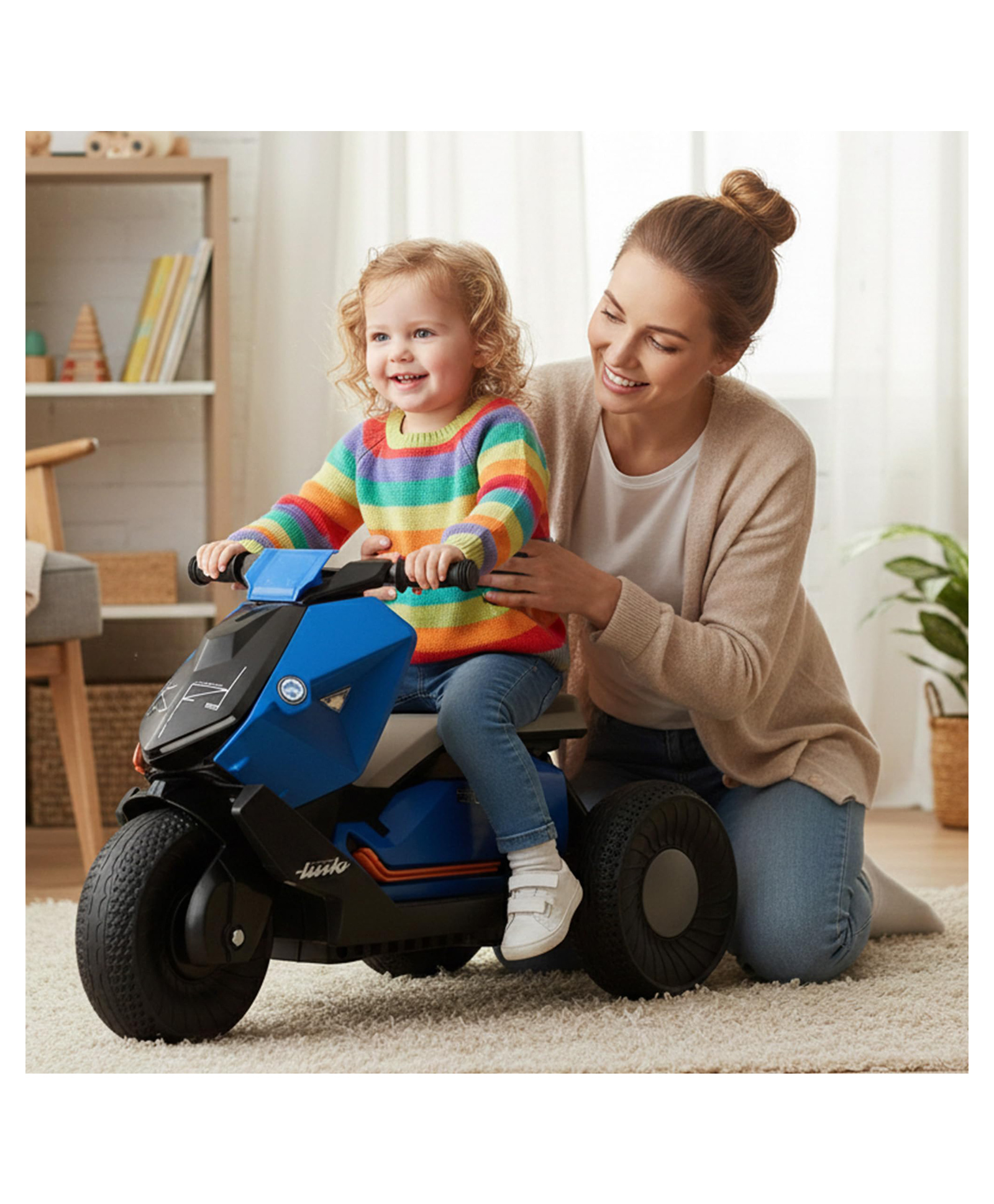 StarAndDaisy Electric Ride-On Bike for Kids, Toddlers & Baby - 3 Wheel Rechargeable 6V EV Motorcycle with Music ,LED Lights, USB, Foot Acceleration & Comfortable Seat - Blue-image-25
