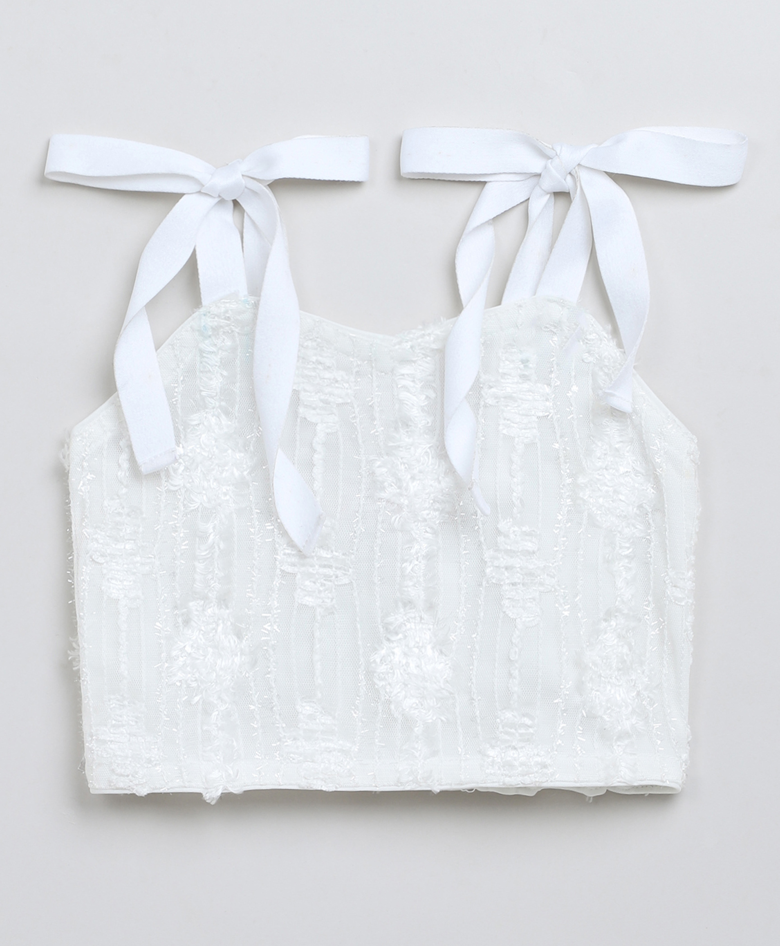 Taffykids Net Knit Sleeveless Abstract Embroidered Crop Top - White-picture-11