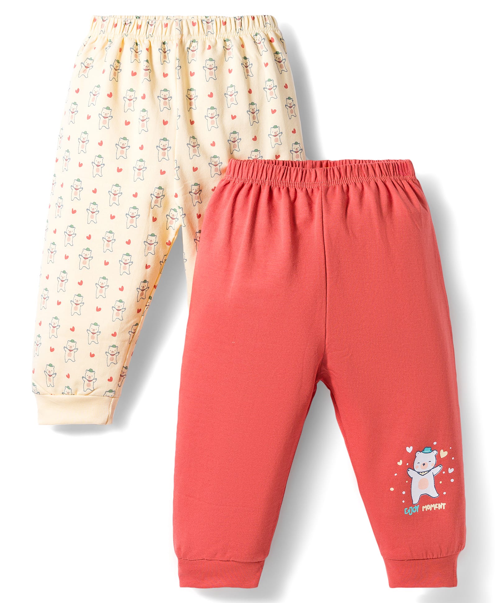 Tango Looper Knit Full Length Lounge Pants with Bear Print Pack of 2 - Rust Orange & Yellow-image-14