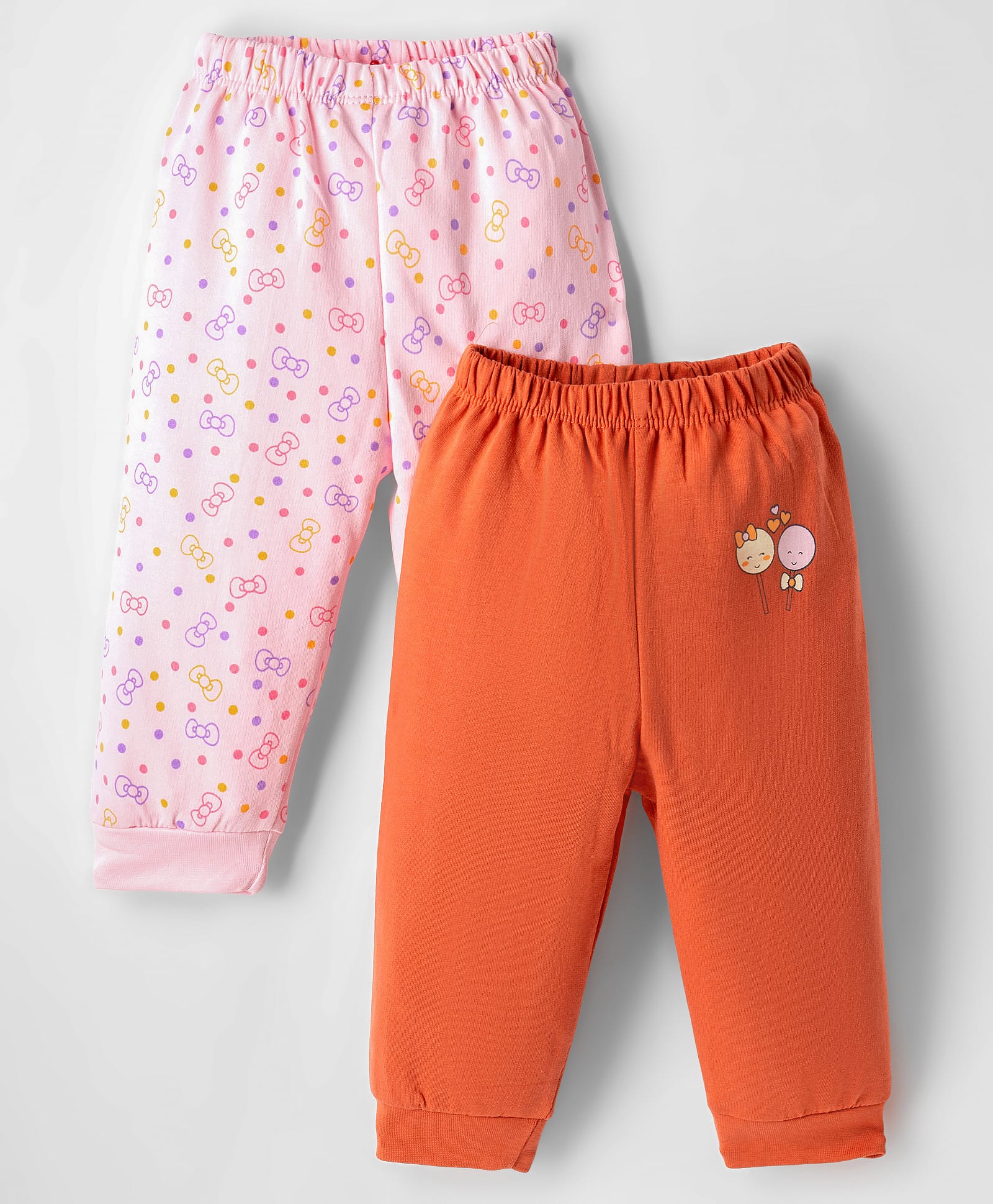 Tango Looper Knit Full Length Lounge Pants with Bow Print Pack of 2 - Pink & Rust Orange-picture-23