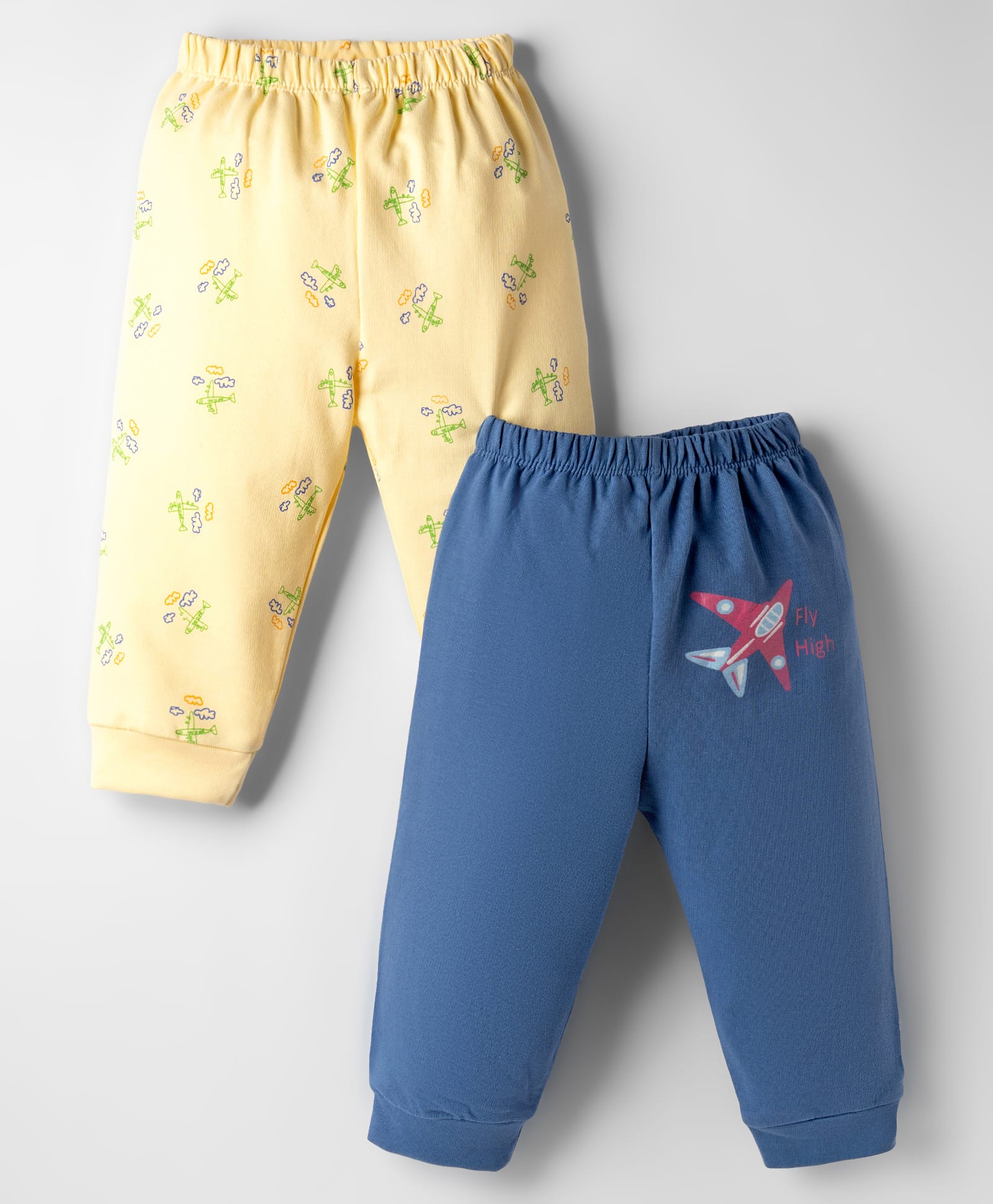 Tango Looper Knit Full Length Lounge Pants with Airplane Print Pack of 2 - Navy Blue & Yellow-picture-16