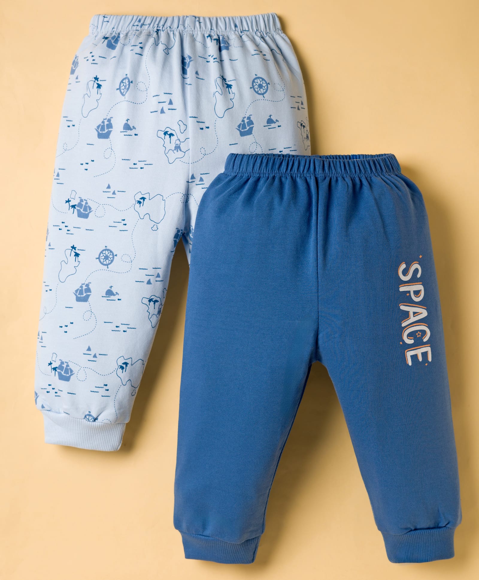 Tango Looper Knit Full Length Lounge Pant with Text Print Pack Of 2 - Light Blue & Blue-picture-31