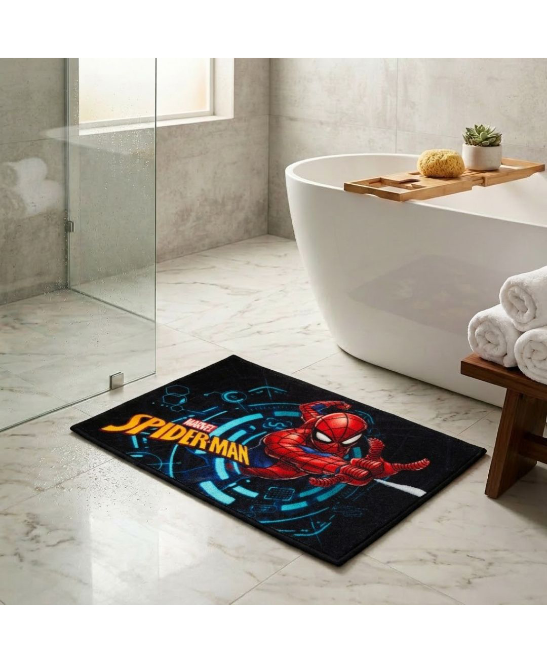 Athom Living Marvel Spiderman Multiple color Kids Premium Nylon Doormat, With Latex Backing, Anti-Skid Doormat, 37 x 57 cm, Pack of 1-picture-28