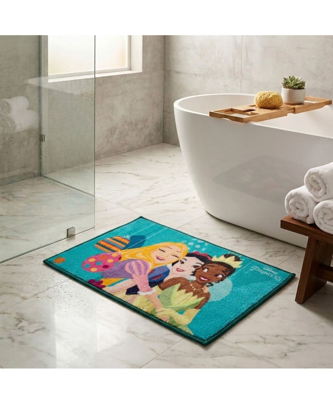 Athom Living Disney Princess Theamed Printed Multi colored Kids Premium Nylon Doormat, With Latex Backing, Anti-Skid Doormat, 37 x 57 cm, Pack of 1-picture-48