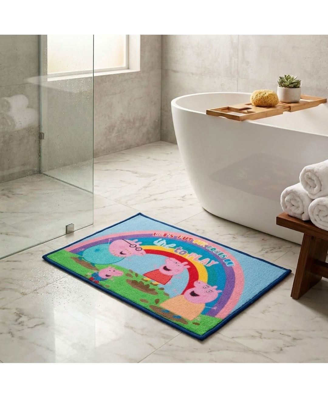 Athom Living Peppa Pig Rainbow Designed Themed Kids Multicolor Premium Nylon Doormat, With Latex Backing, Anti-Skid, 37 x 57 cm, Pack of 1-picture-39