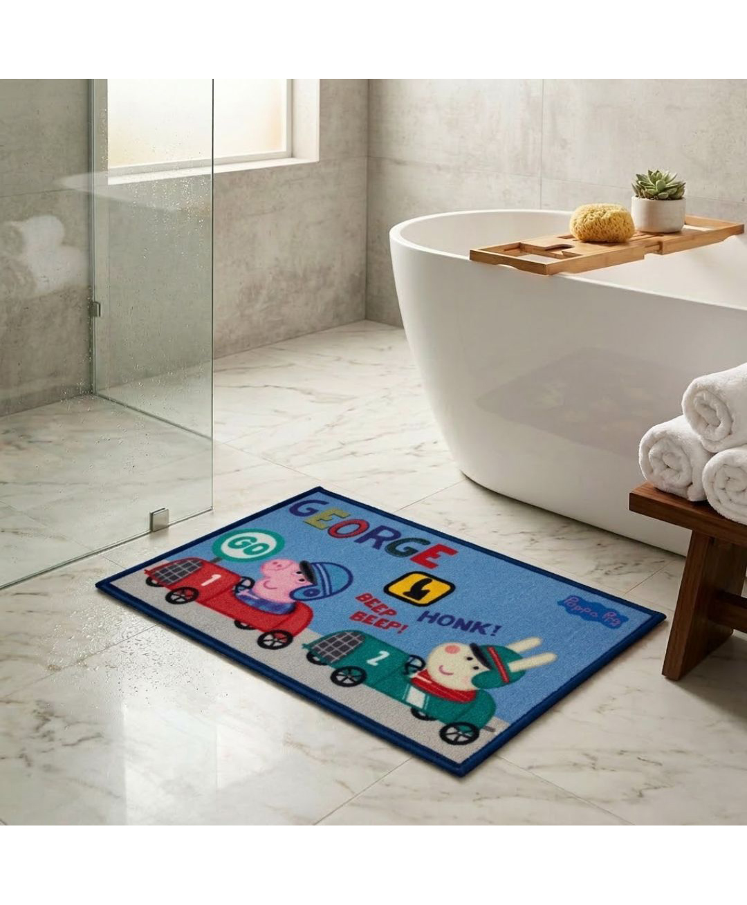 Athom Living Peppa Pig Travelling Themed Kids Multicolor Premium Nylon Doormat, With Latex Backing, Anti-Skid, 37 x 57 cm, Pack of 1-picture-13