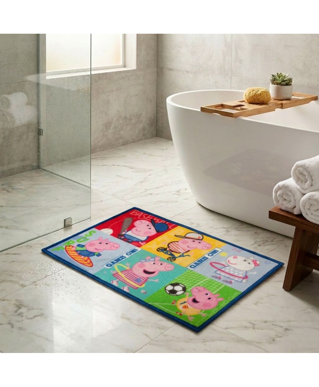 Athom Living Peppa Pig Character Printed Themed Kids Multicolor Premium Nylon Doormat, With Latex Backing, Anti-Skid, 37 x 57 cm, Pack of 1-picture-10