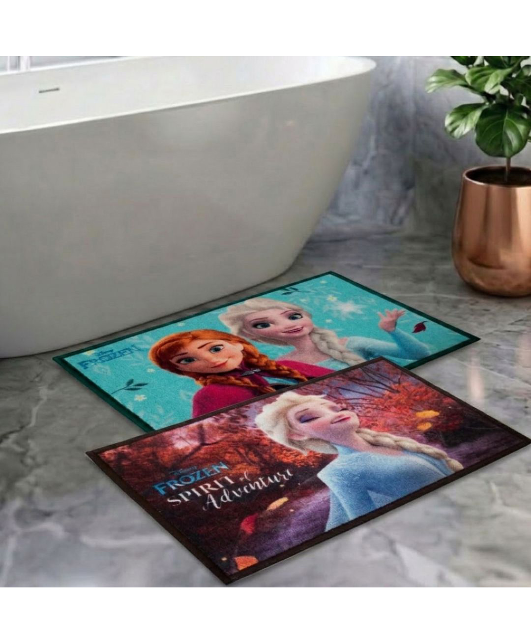 Athom Living Disney Frozen Sister Anna & Elsa Digital Printed Themed Multi colored Kids Premium Nylon Doormat, With Latex Backing, Anti-Skid Doormat, 37 x 57 cm,Combo Pack of 2-picture-19
