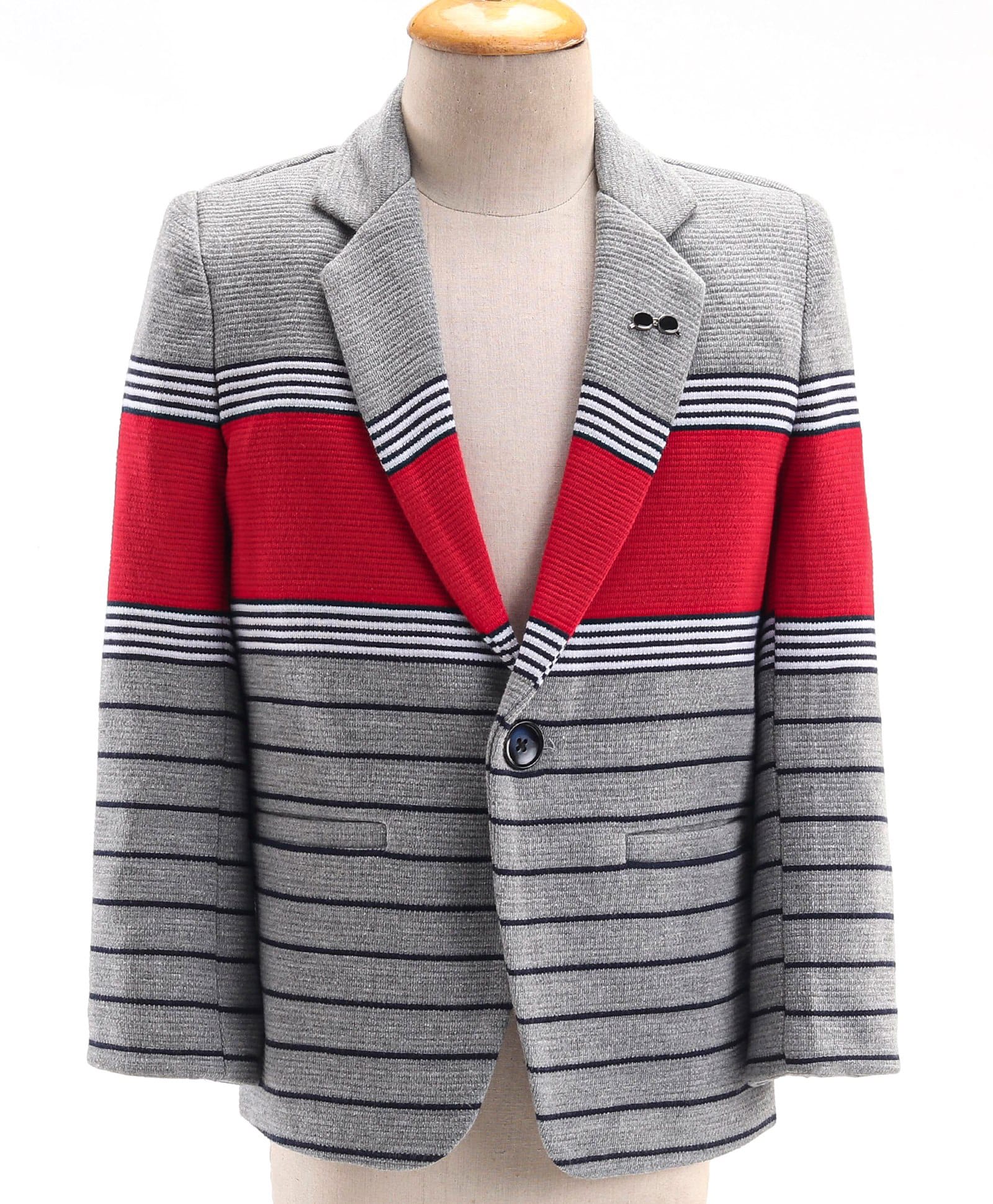 Noddy Full Sleeves Striped Blazer - Red-picture-24