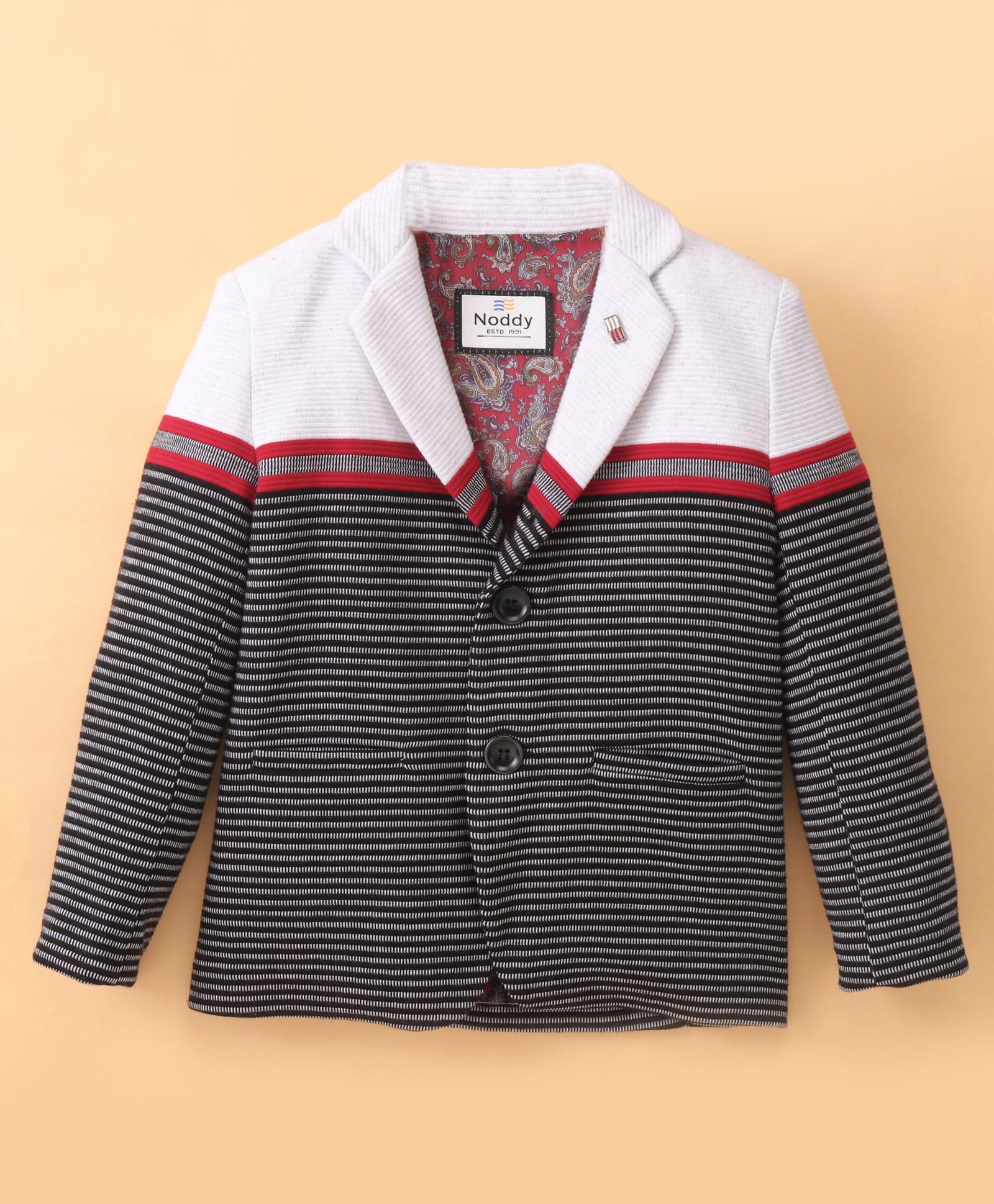 Noddy Full Sleeves Striped Blazer - Black-picture-27