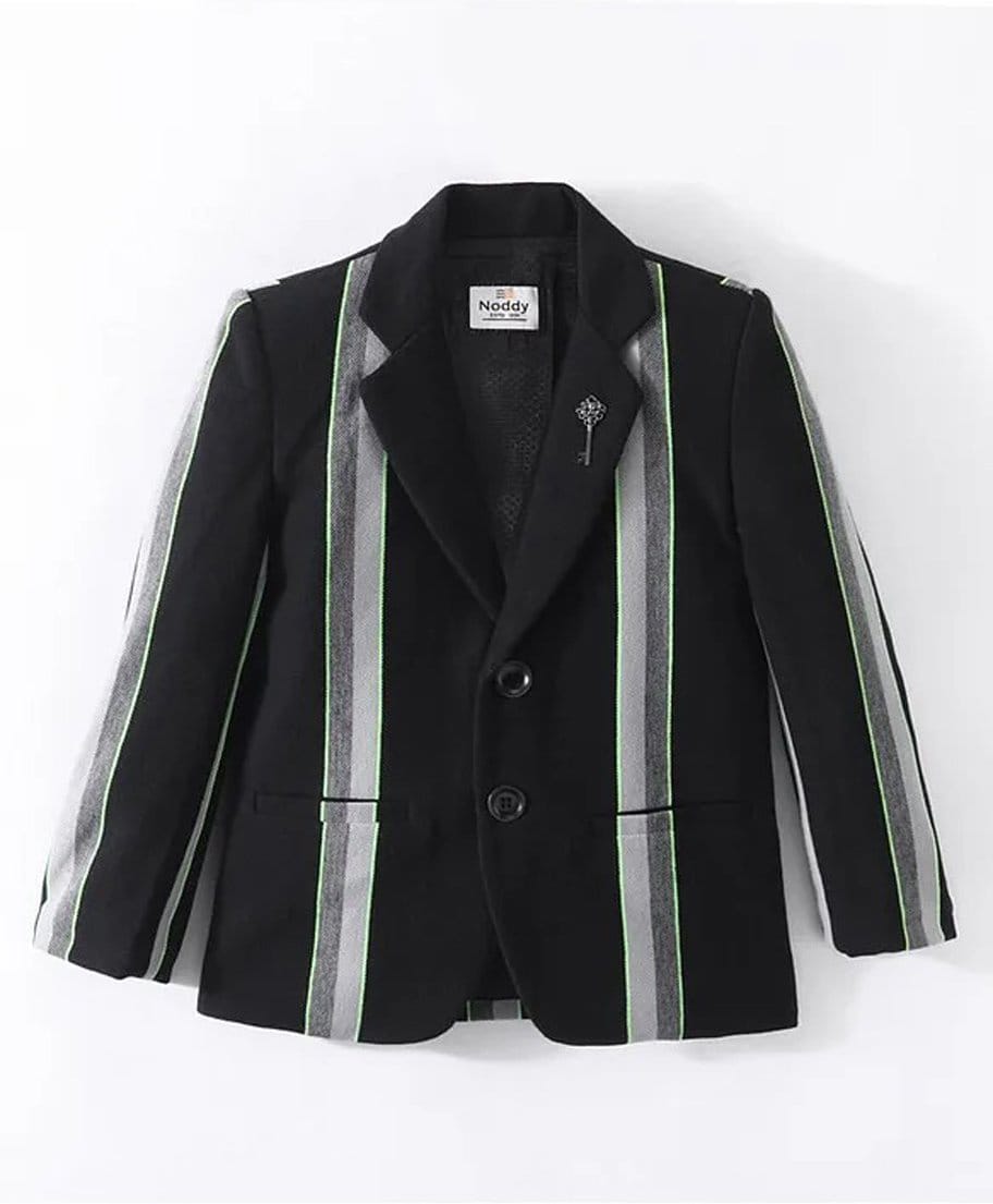 Noddy Full Sleeves Striped Blazer - Black-picture-27