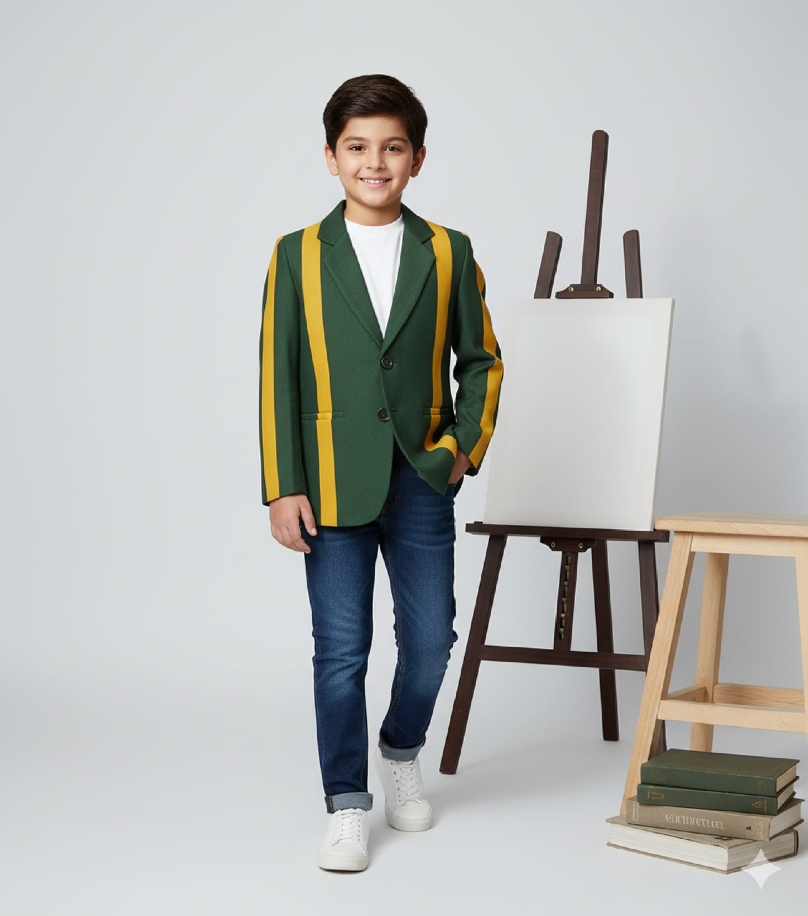 Noddy Full Sleeves Striped Blazer - Green-image-49