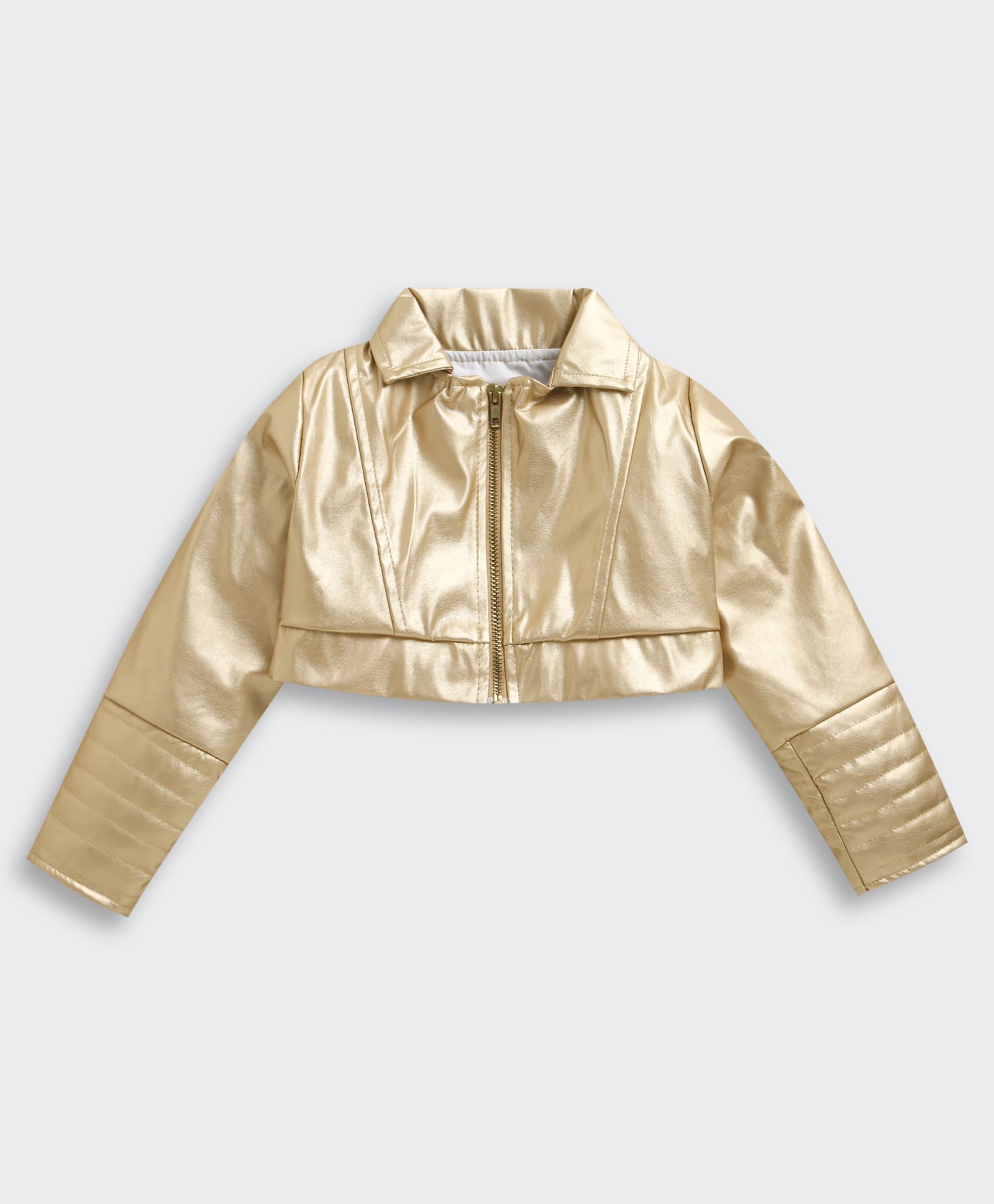 Barbie by Tiny Girl Cotton Woven Full Sleeves Solid Light Winter Jacket - Gold-picture-35