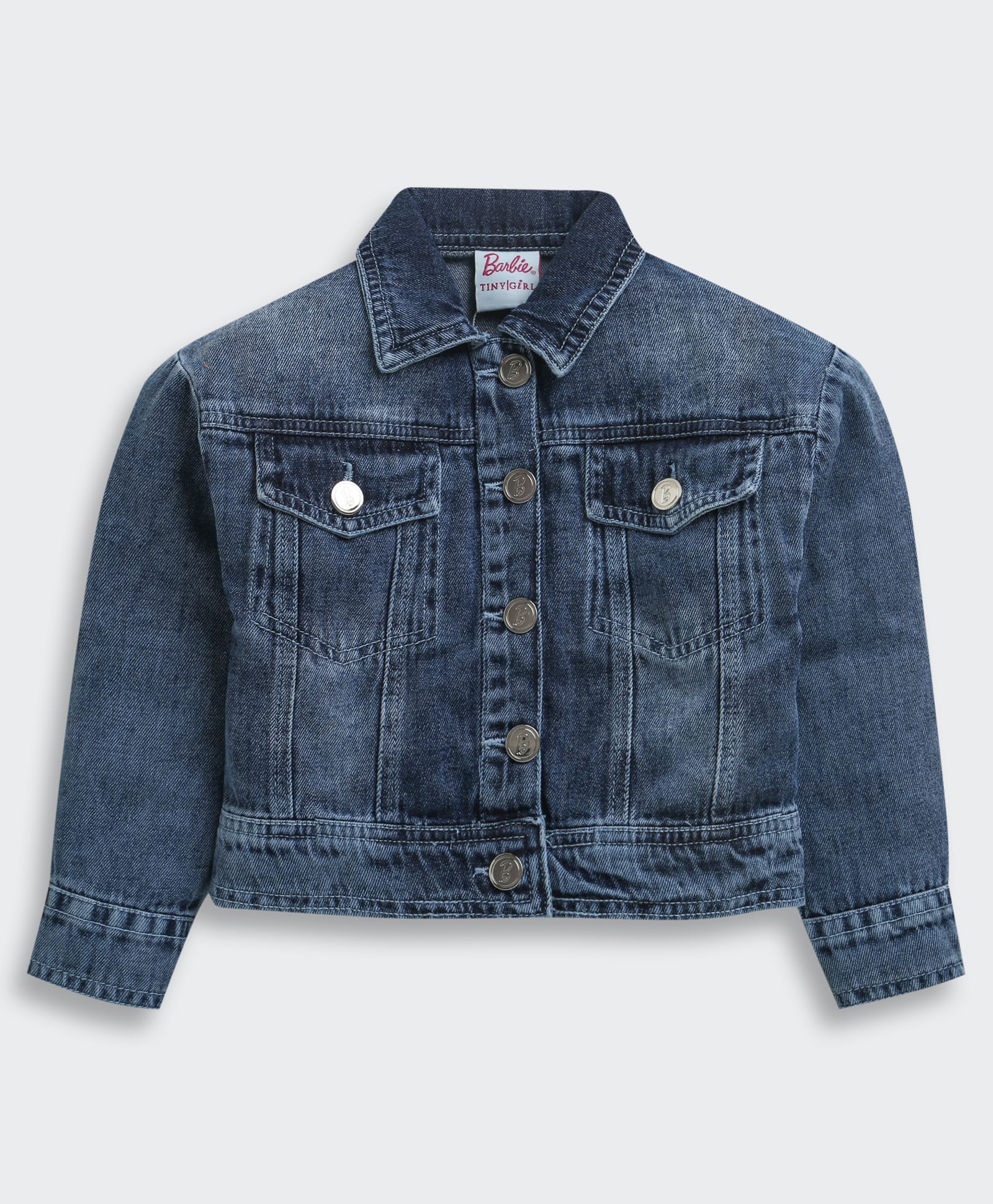 Barbie by Tiny Girl Denim Woven Full Sleeves Beads Embellished Brand Name Designed Jacket - Blue-picture-18