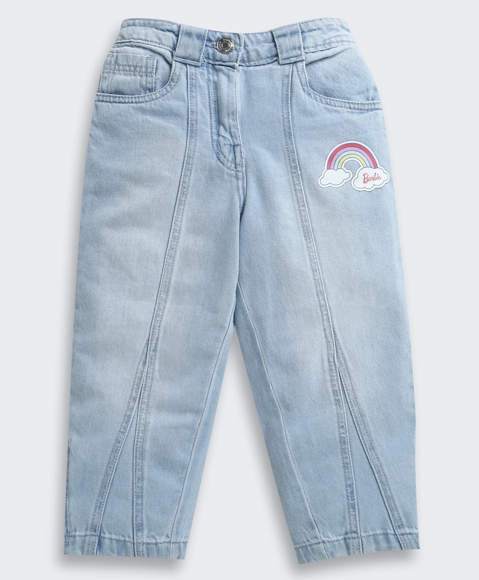 Barbie by Tiny Girl Denim Rainbow Printed Mild Washed Jeans - Light Blue-picture-24