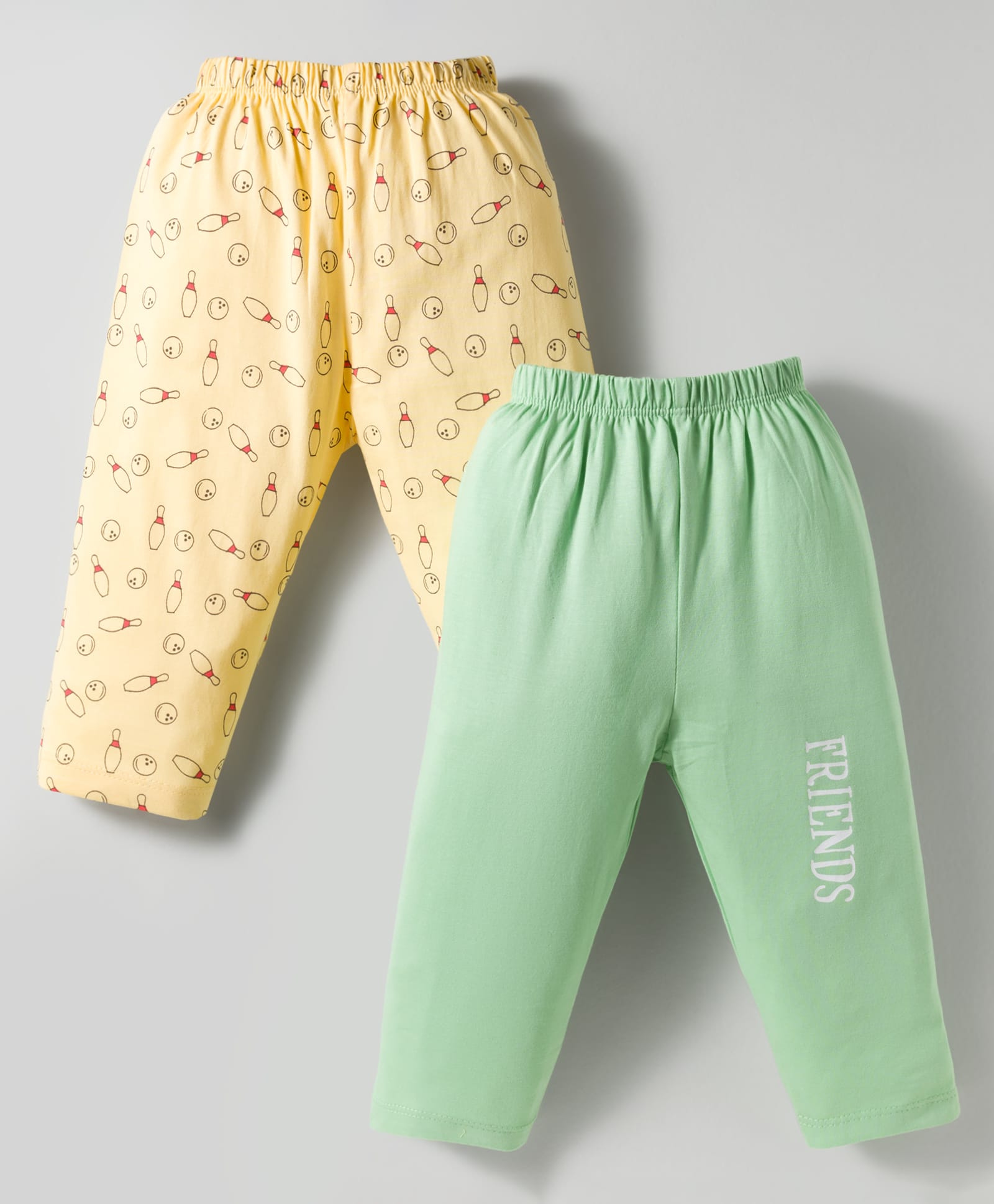 Tango Single Jersey Knit Full Length Lounge Pants With Friends Text Print Pack Of 2 -Light Green & Yellow-image-45