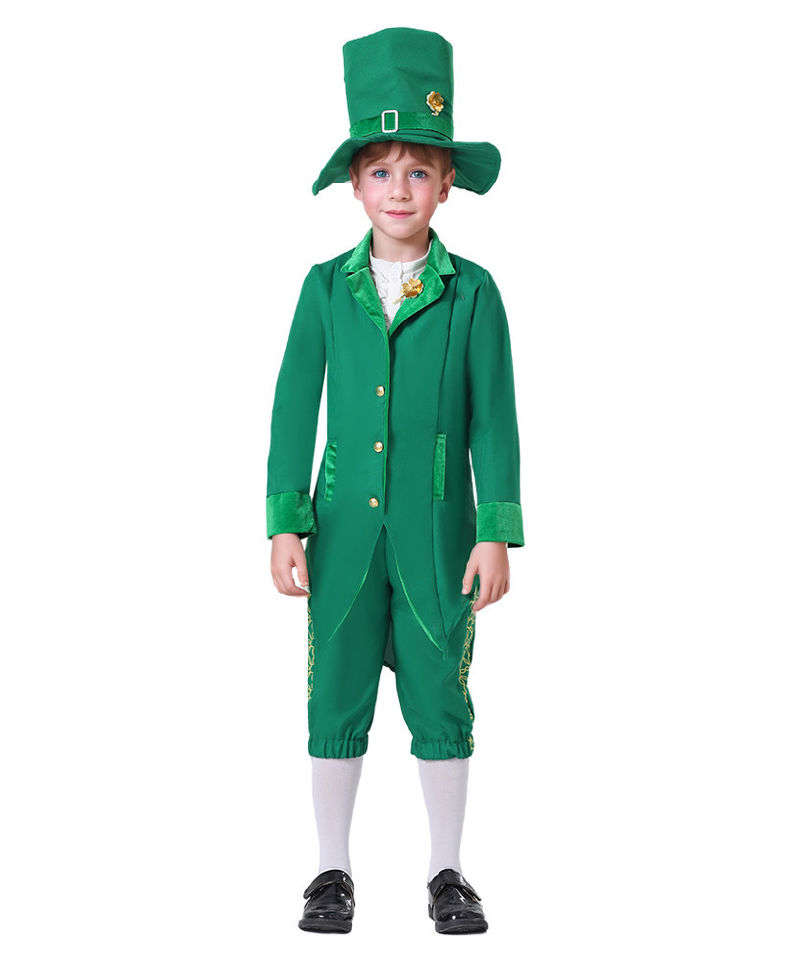 Little Surprise Box Blended Halloween Theme Full Sleeves St Patricks Day Costume Set - Green-image-10