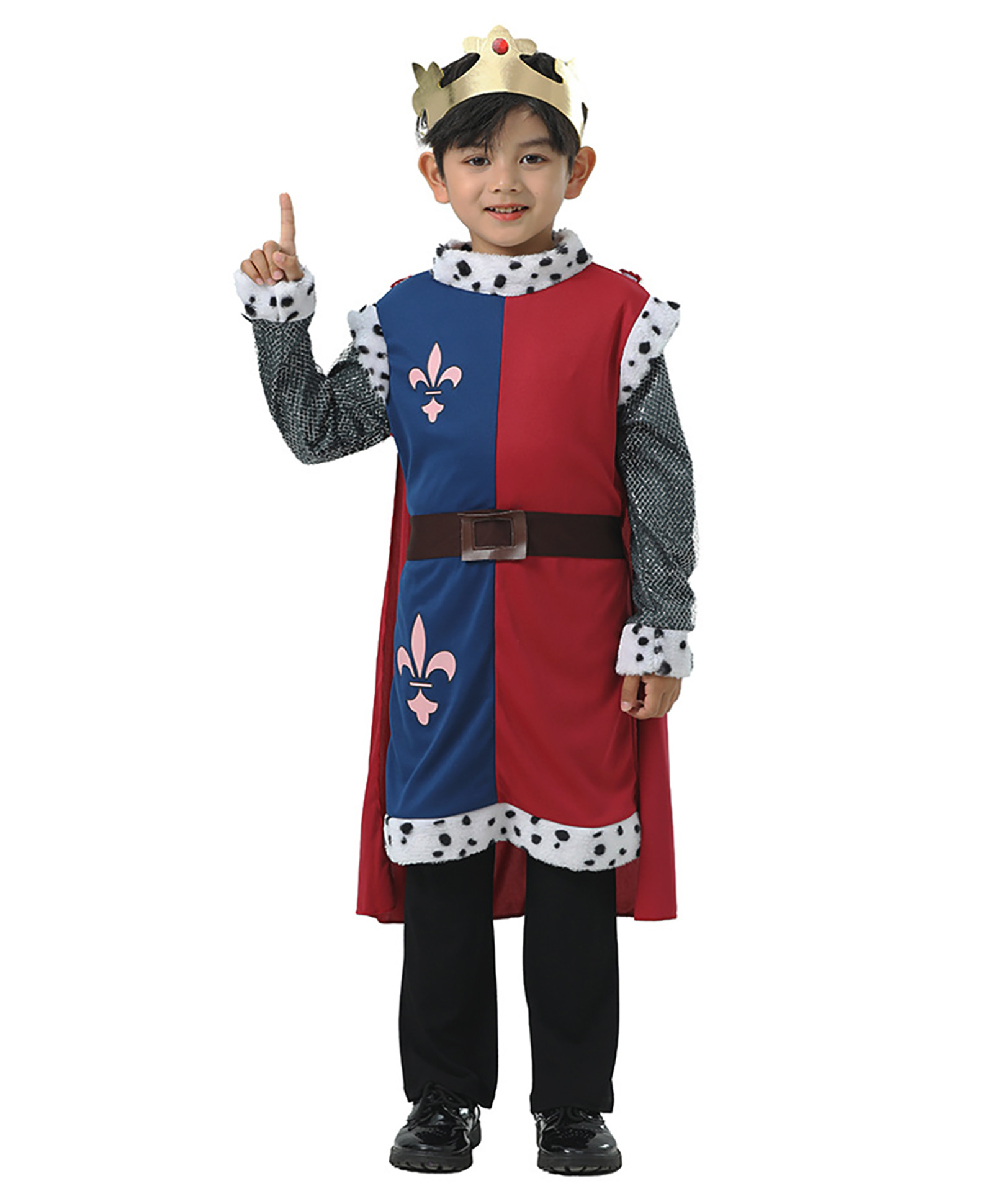 Little Surprise Box Halloween Theme Medieval King Costume Set With Robe -Blue-image-5