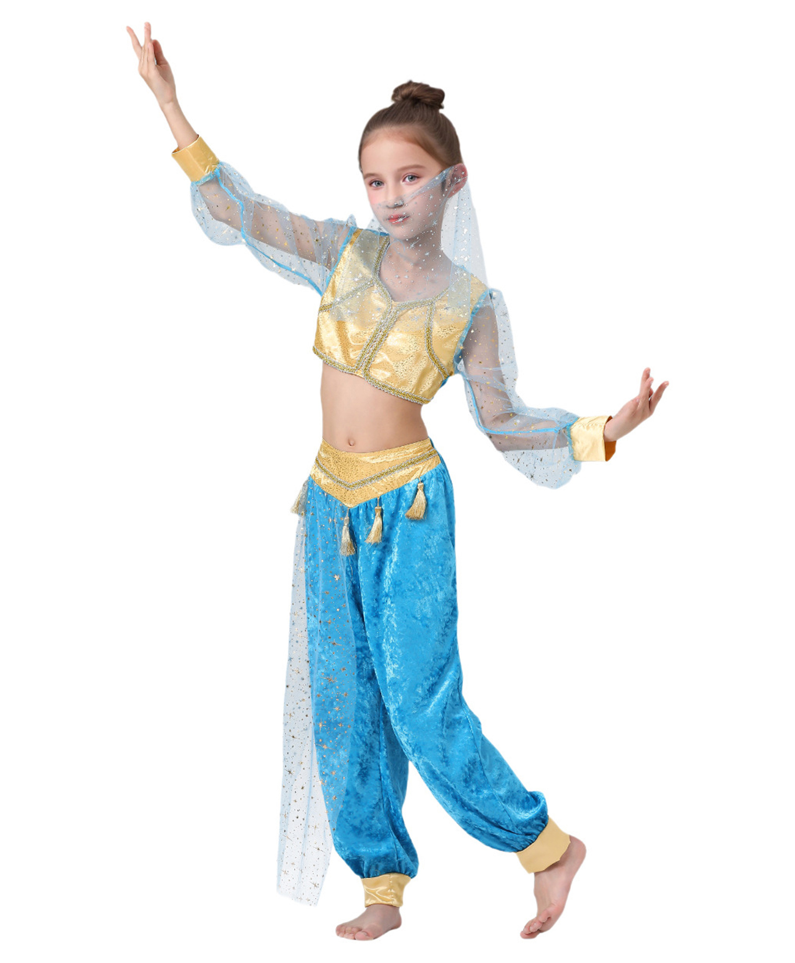 Little Surprise Box Blended Halloween Theme Three Fourth Sleeves Jasmine Costume Set - Blue-image-26