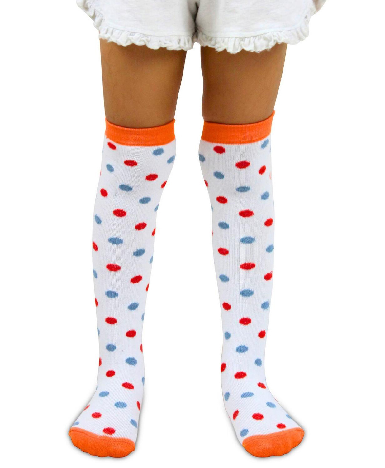 Neska Moda Cotton Elastane Polka Dots Designed Socks - Orange & White-image-9