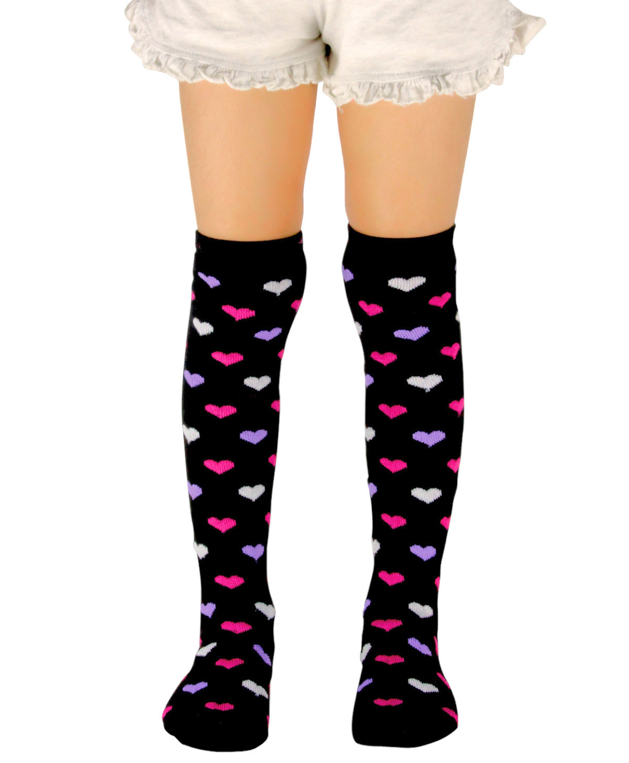 Neska Moda Cotton Elastane Hearts Designed Socks - Black-picture-27