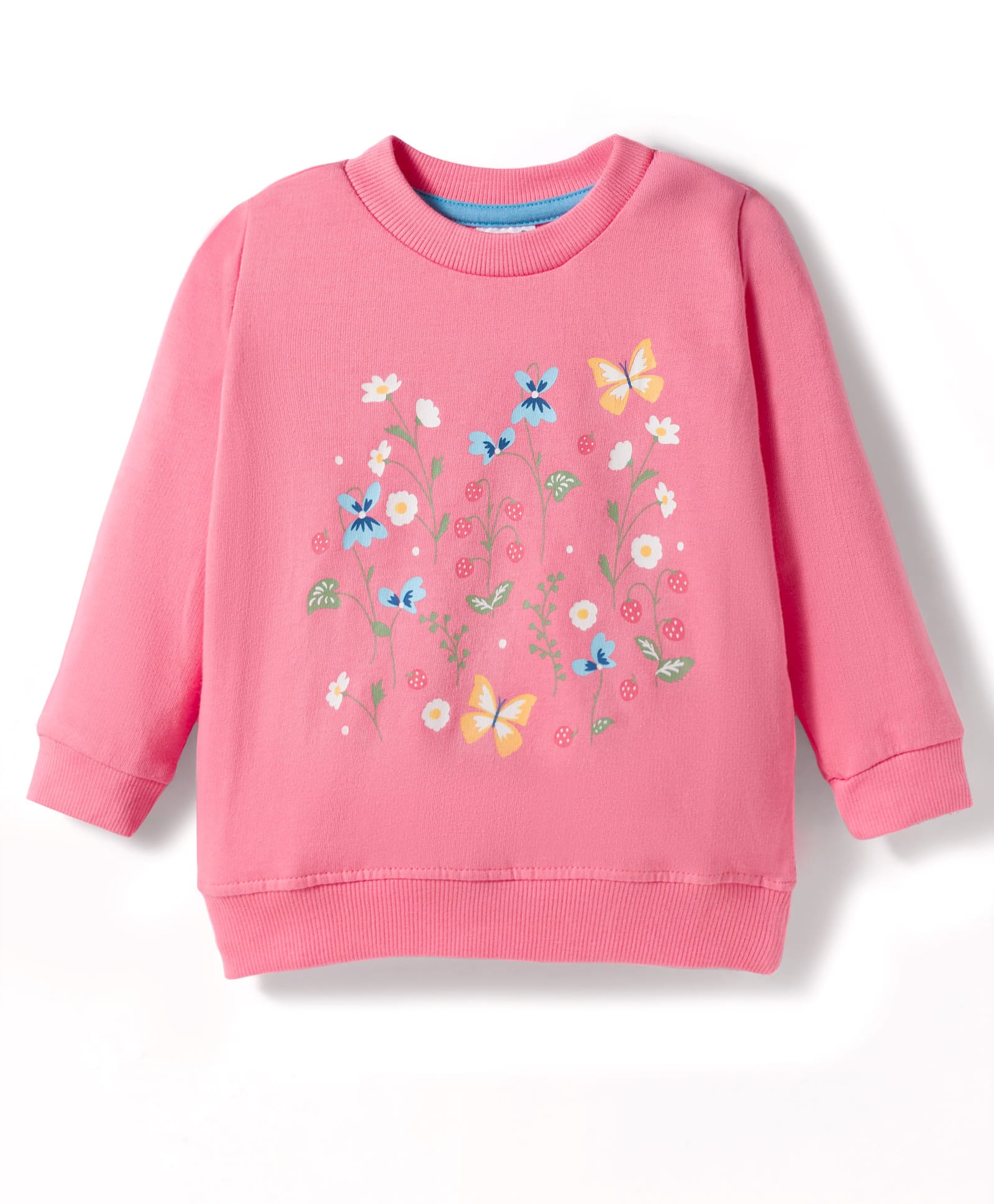 Zero Looper Knit Full Sleeves T-Shirt With Floral & Butterfly Print - Pink-image-6