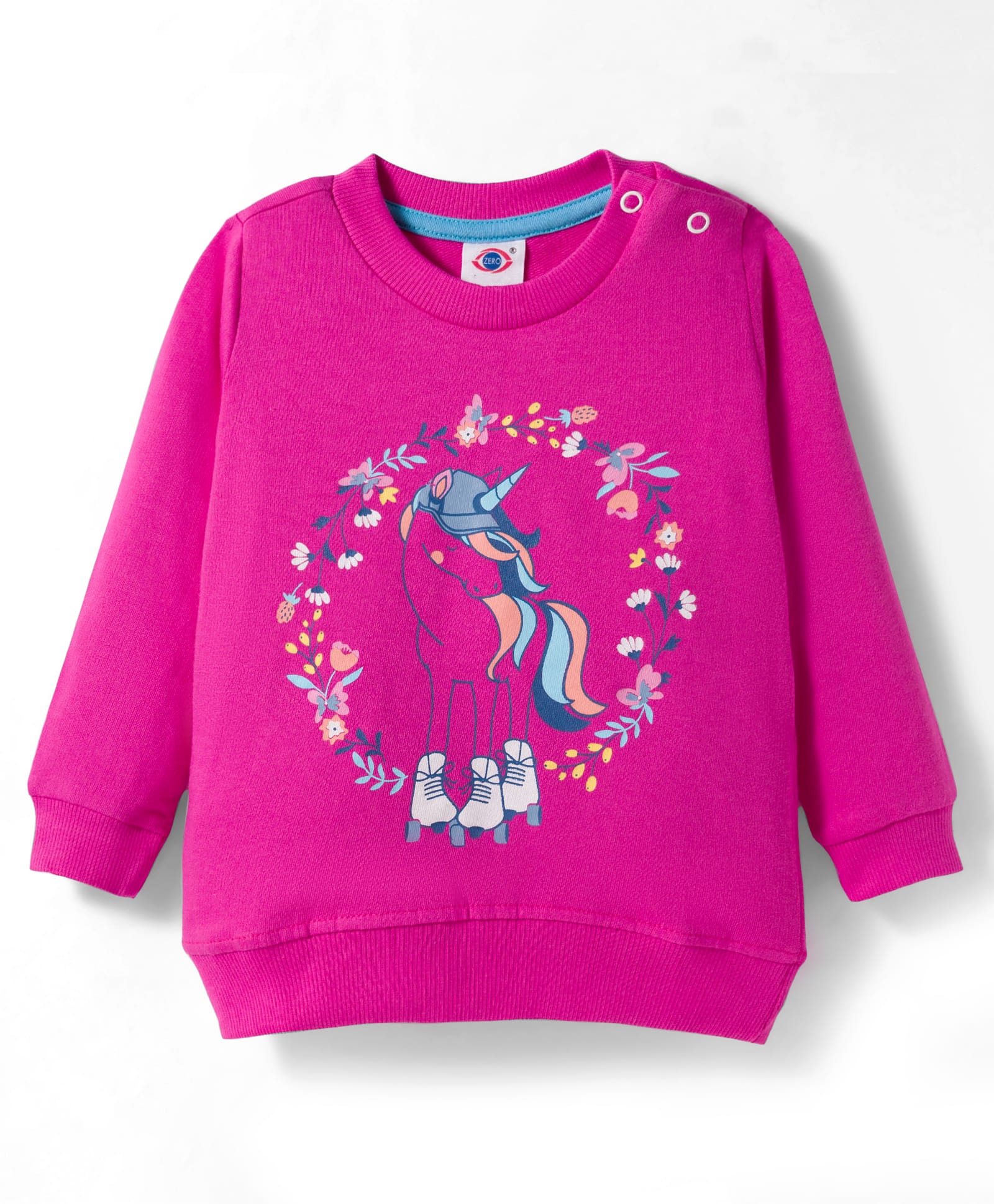 Zero Looper Knit Full Sleeves T-Shirt With Unicorn Print - Dark Pink-image-45