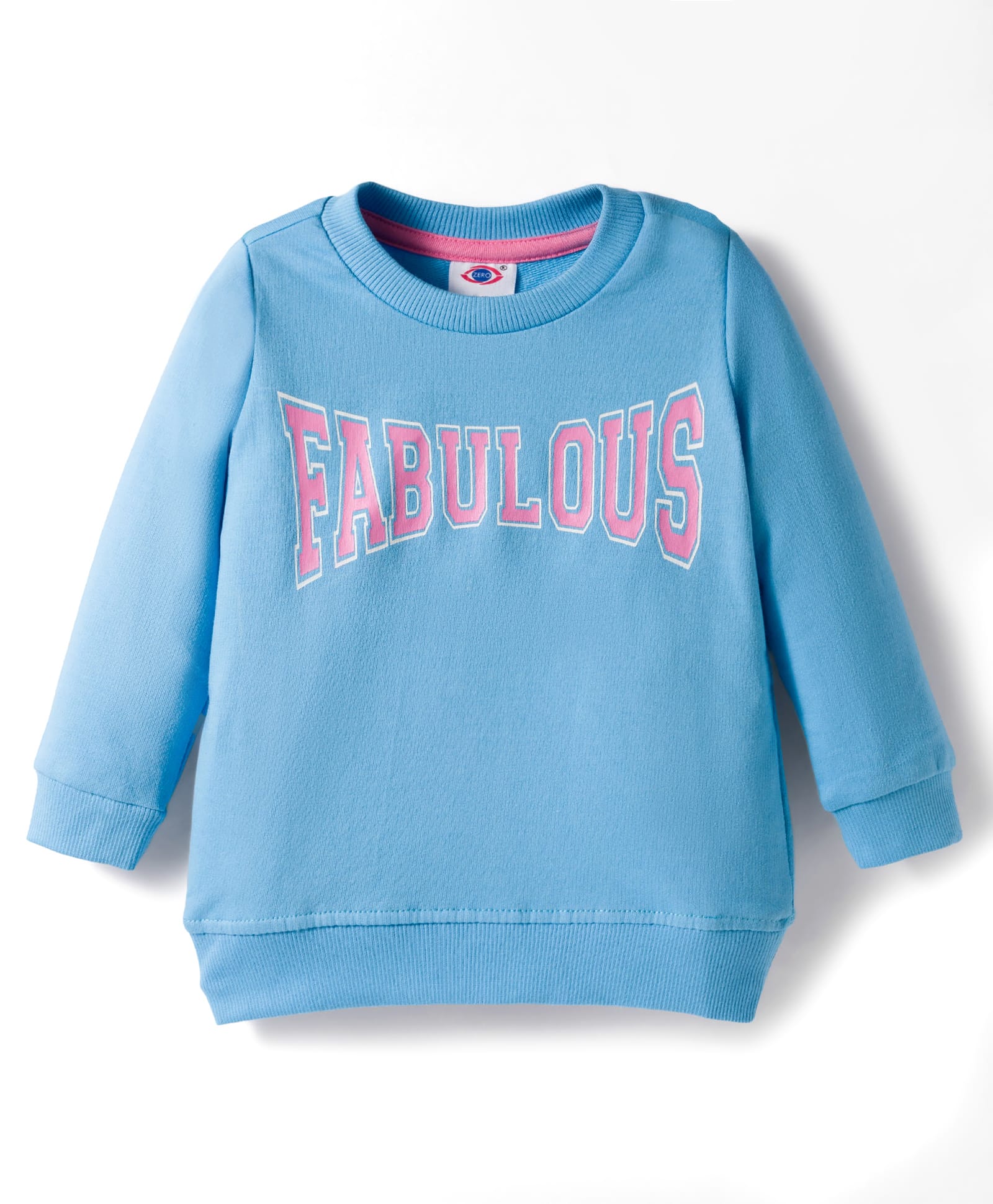 Zero Looper Knit Full Sleeves T-Shirt with Fabulous Text Print - Light Blue-image-8